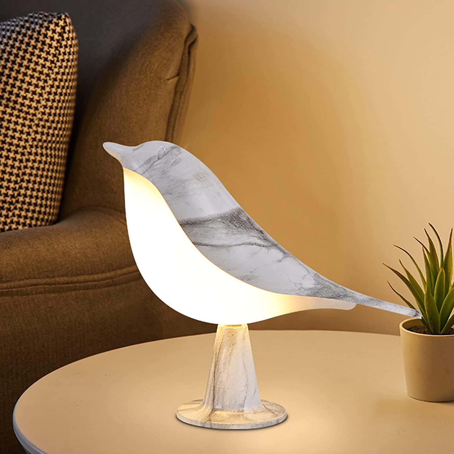 DRYEN Touch Control Bedside Table Lamp - Cute Bird LED Desk Lamp with USB Port, 3-Way Dimmable Light for Home & Office (Bronze) | Perfect for Nightstands, Workspaces & Car Decor
