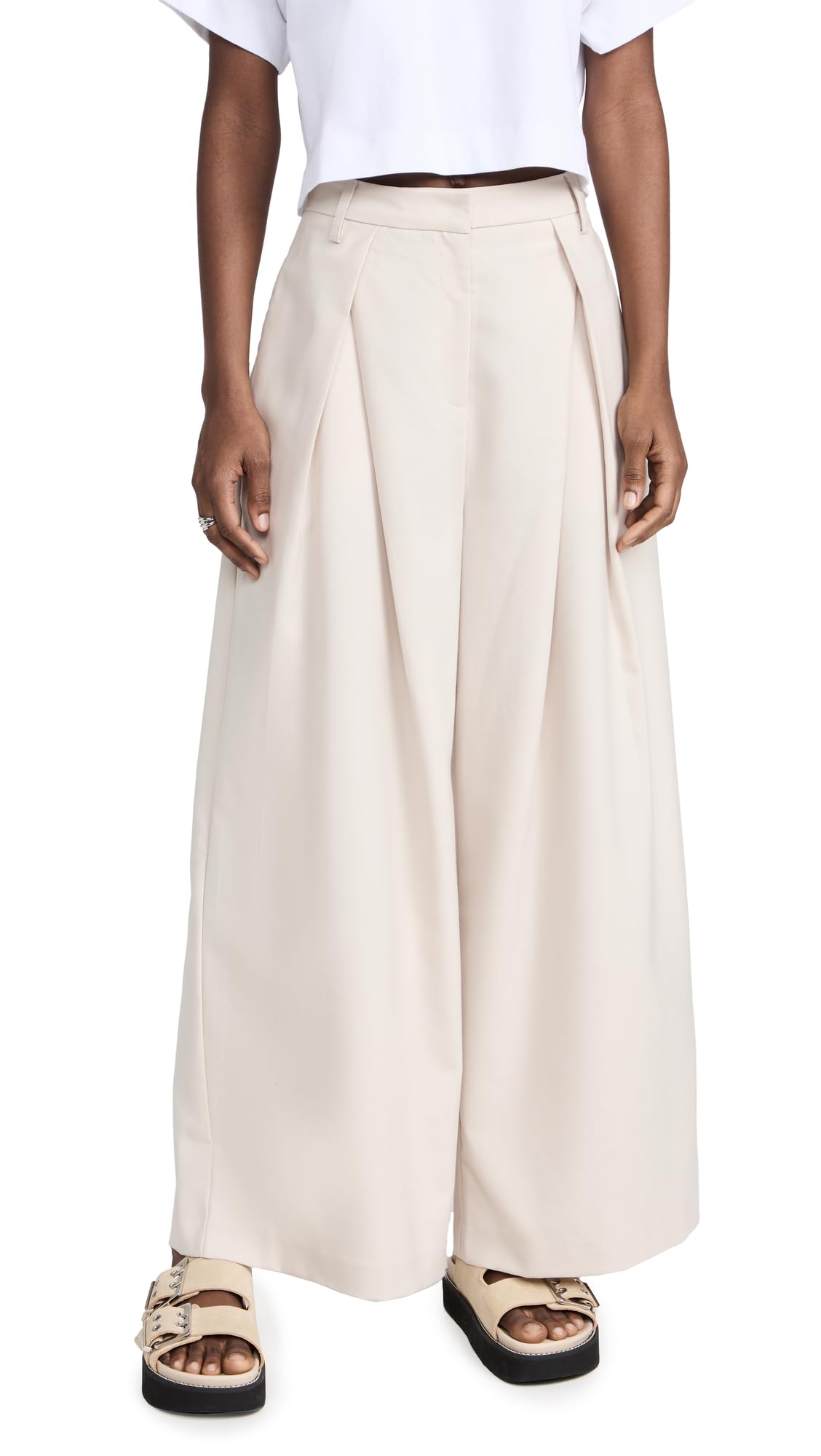 Pixie Market Women's Alew Wide Leg Pants - High Waisted Linen Trousers for Summer, Casual & Office Wear