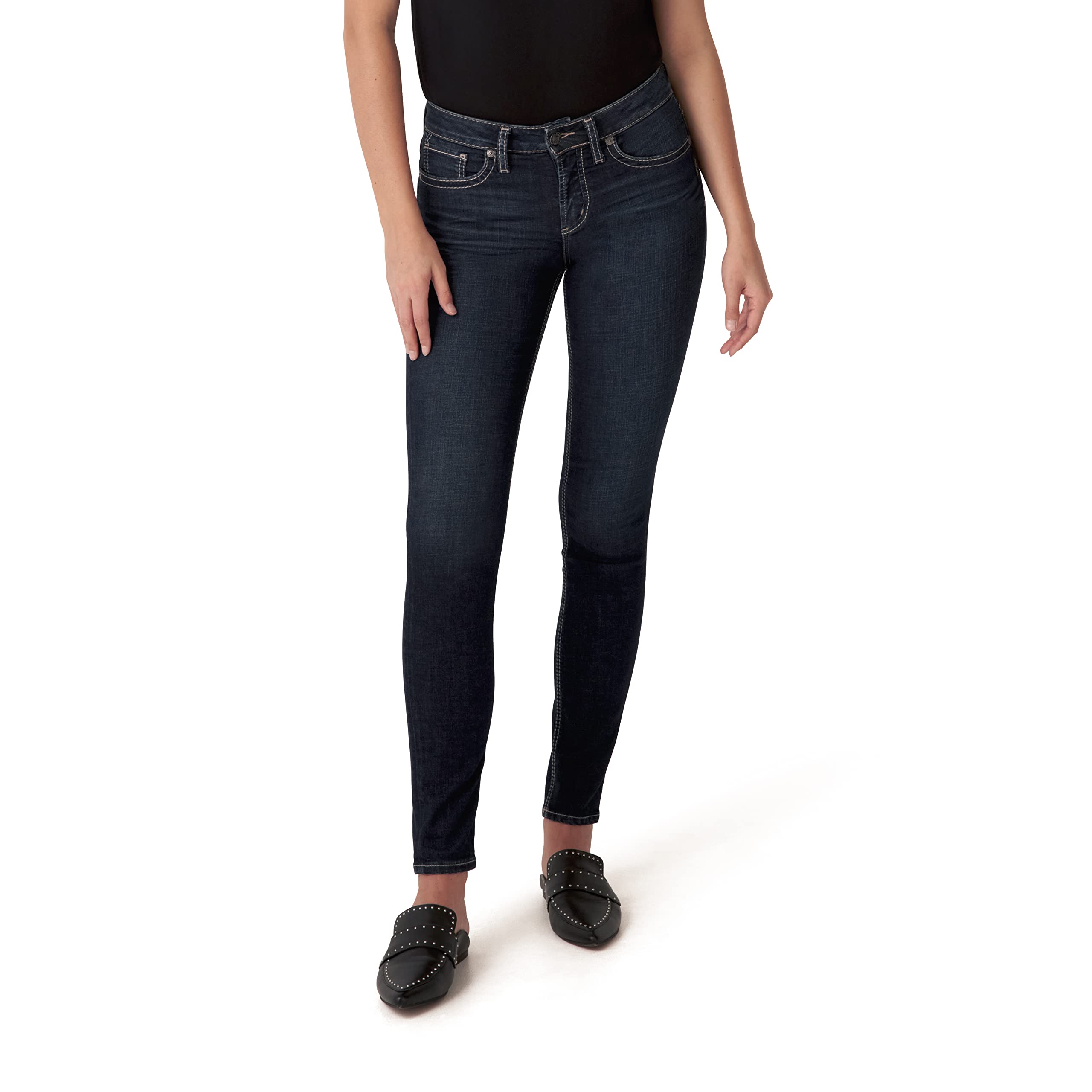 Silver Jeans Co. Women's Suki Mid Rise Skinny Jeans - Classic Stretch Denim Pants for Casual Wear & Everyday Outfits | Perfect for Work, Date Night & Weekend Looks