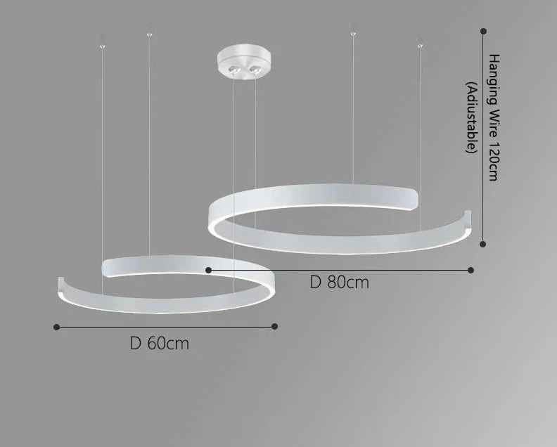 Elegant Minimalist Ring Chandelier Light Fixture - Aluminum Plated Modern Pendant Lighting for Dining Room, Bedroom & Living Room Decor