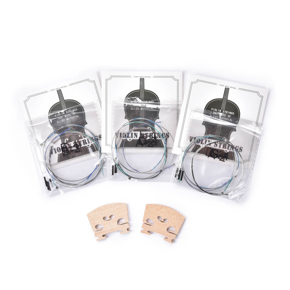 Premium Violin Bridge & Ball End Strings Set (GDAE) - Professional Quality for Classical & Folk Music Performance, Practice & Studio Recording