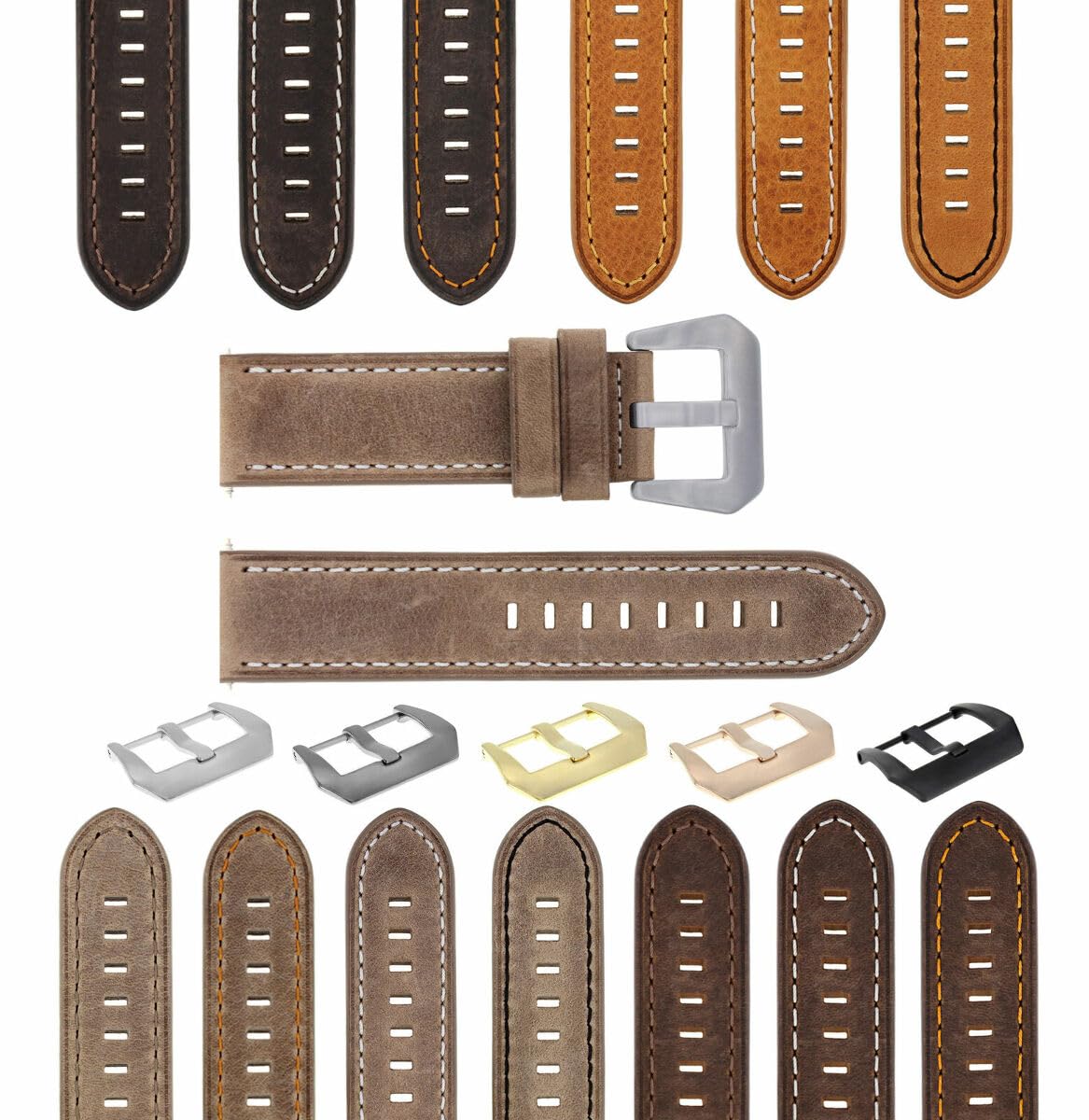 20-22-24mm Genuine Leather Watch Band Replacement Strap for Breitling Chronomat & Bentley Colt - Premium Calfskin Bracelet for Men's Luxury Watches (Perfect for Business, Formal & Casual Wear)