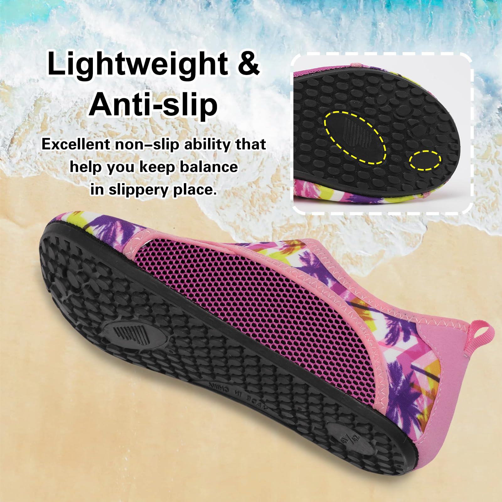JOINFREE Quick-Dry Water Shoes for Women & Men - Barefoot Aqua Socks with Non-Slip Sole for Beach, Swimming, Surfing & Water Sports | Lightweight & Comfortable for Pool, Yoga & Outdoor Activities