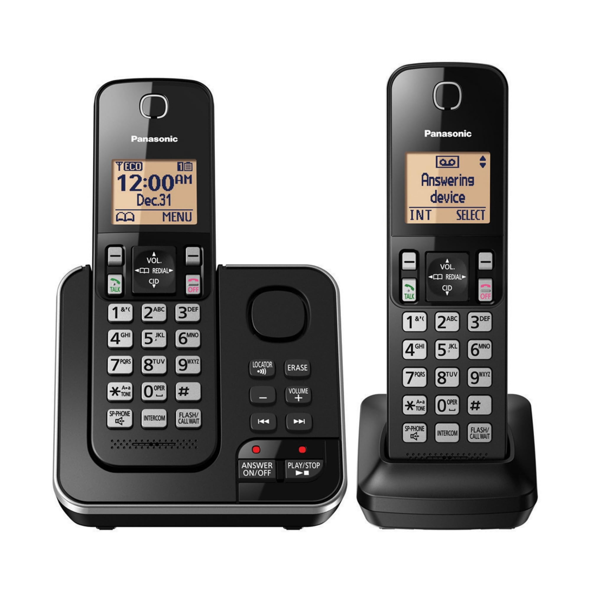 Panasonic KX-TGC362B Cordless Phone with Answering Machine - 2 Handsets, Black | Expandable DECT 6.0 Technology, Caller ID, Call Blocking | Perfect for Home & Office Communication