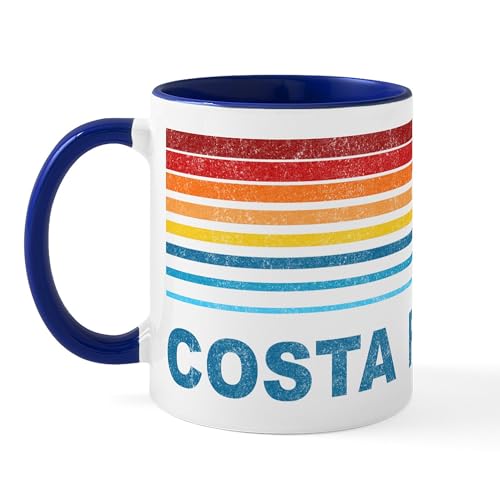 White/Navy Inside - Retro Costa Rica Palm Tree Mug