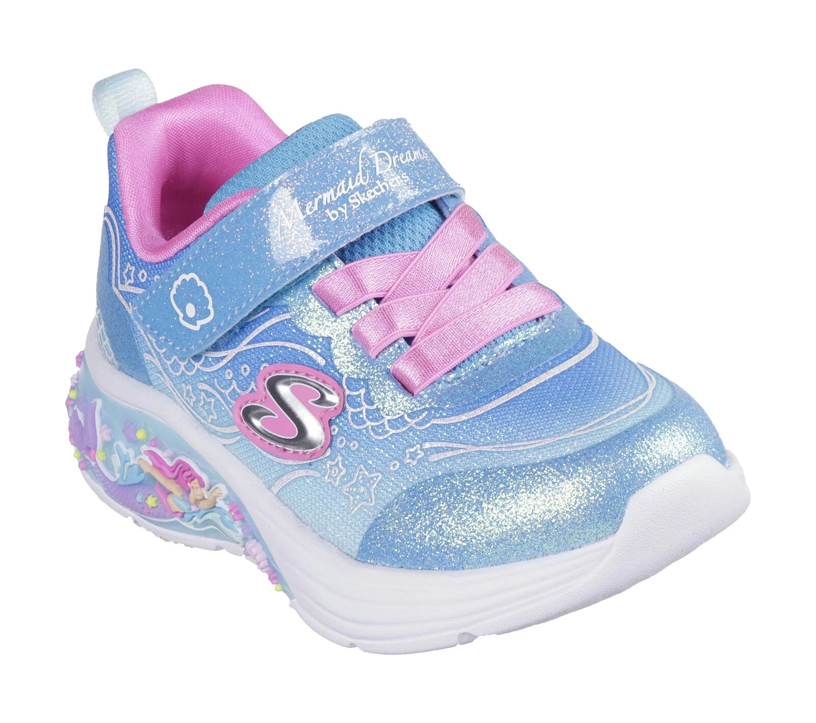 Skechers My Dreamers Toddler Sneakers - Blue Lil Mermaid Style for Girls | Comfortable Kids Shoes for Playtime, School & Everyday Wear