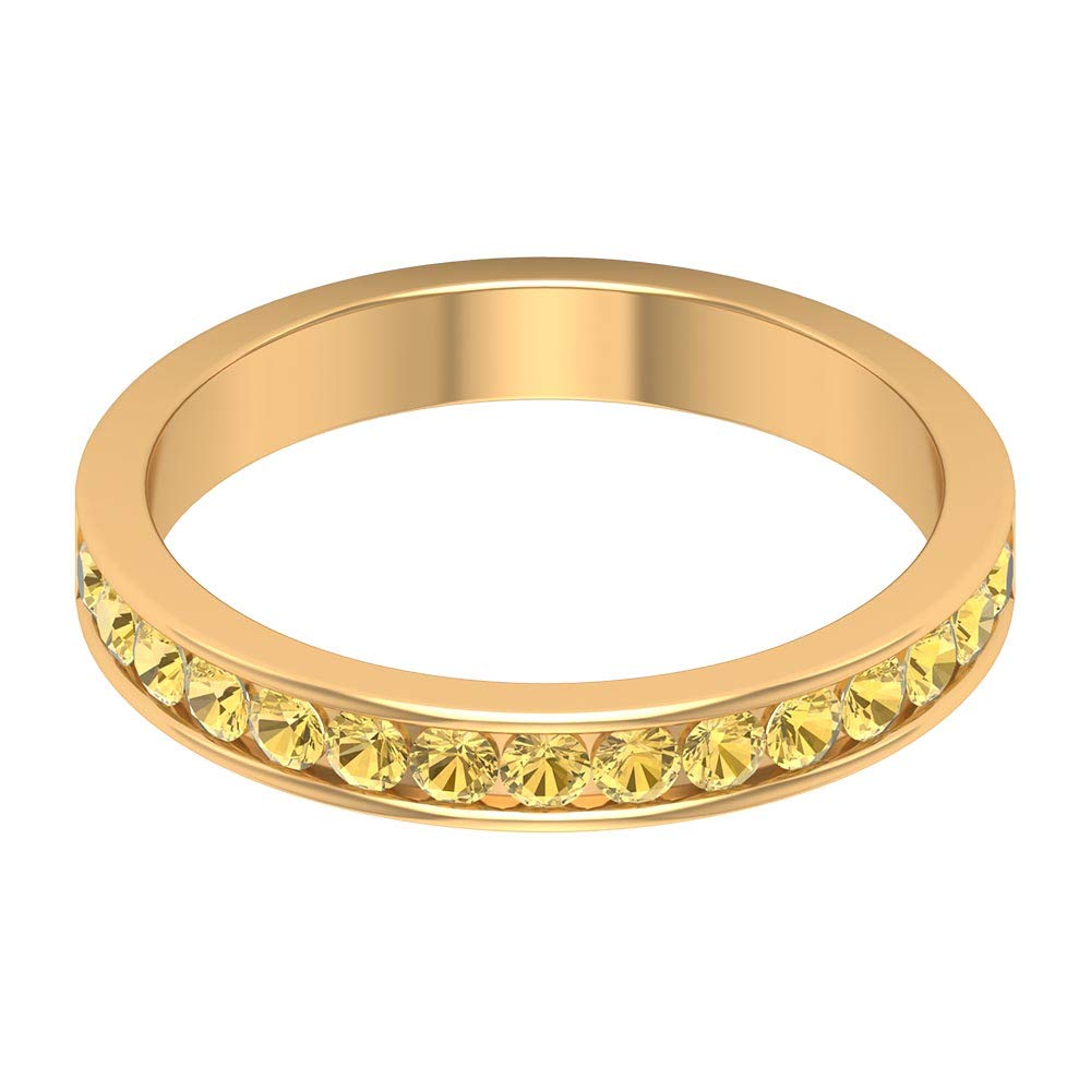 1/2 CT Citrine Eternity Ring for Women - 14K Solid Gold Channel Set Half Eternity Band with November Birthstone - Perfect for Anniversary Gifts, Birthday Presents & Special Occasions