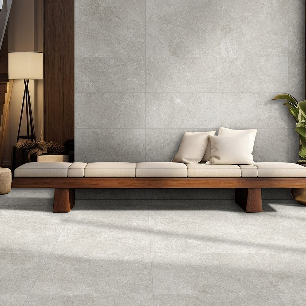 Premium 600x600mm Bordeaux Grey Matte Porcelain Tile - Elegant Marble Look for Floors & Walls - Perfect for Living Rooms, Kitchens & Bathrooms