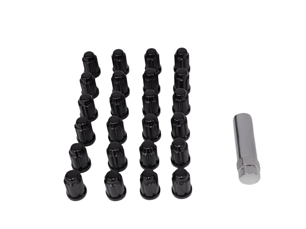 6 Spline Black Wheel Nuts 14x1.5mm Lug Nuts - M14x1.5 Thread Size, Pack of 1 - Perfect for Aftermarket Wheels, Custom Rims, and Automotive Upgrades