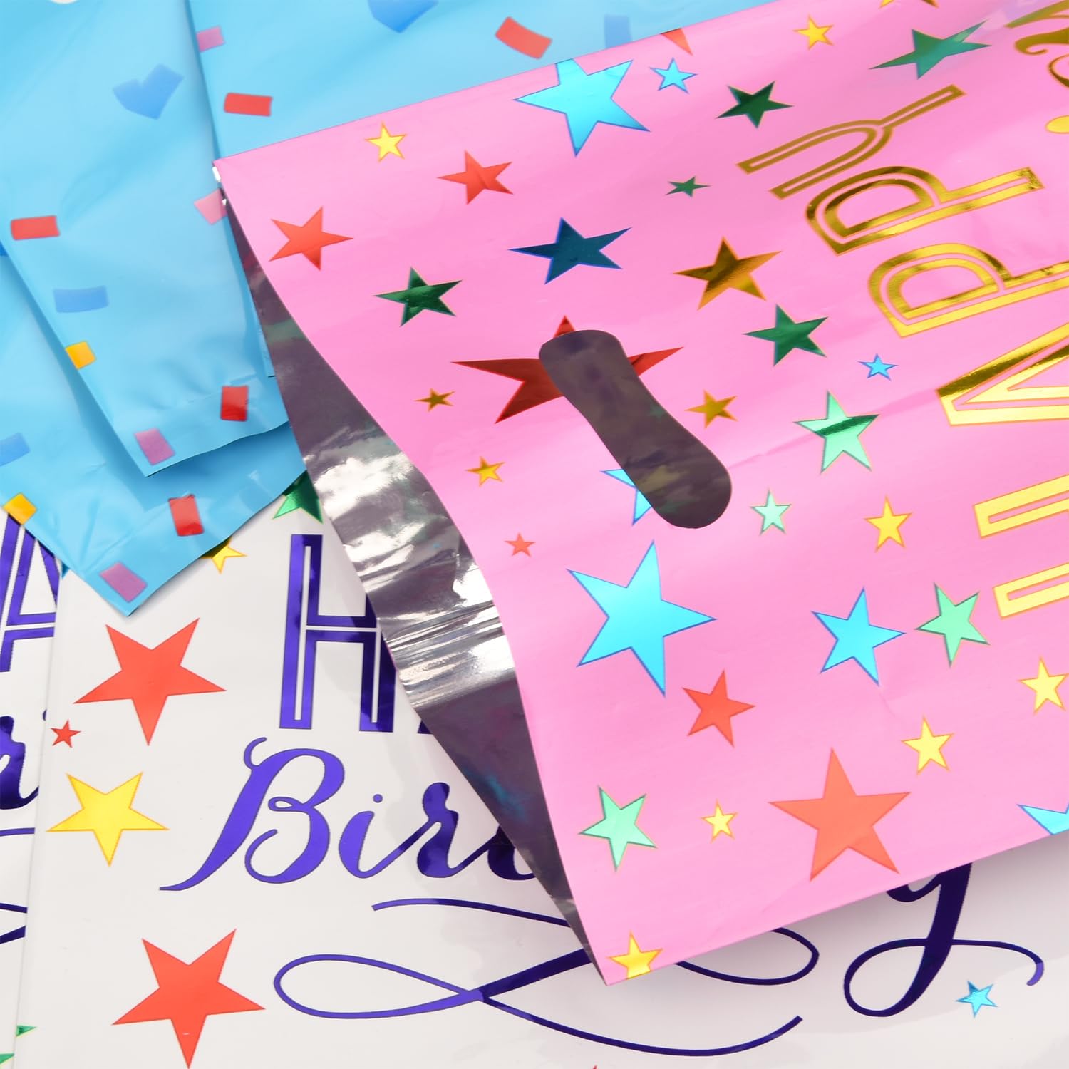30 Pcs Colorful Party Favor Bags for Kids Birthday - 6.7x9.7 Inch Goodie Gift Bags for Girls & Boys Birthday Party, Baby Shower, Halloween & Christmas Celebrations