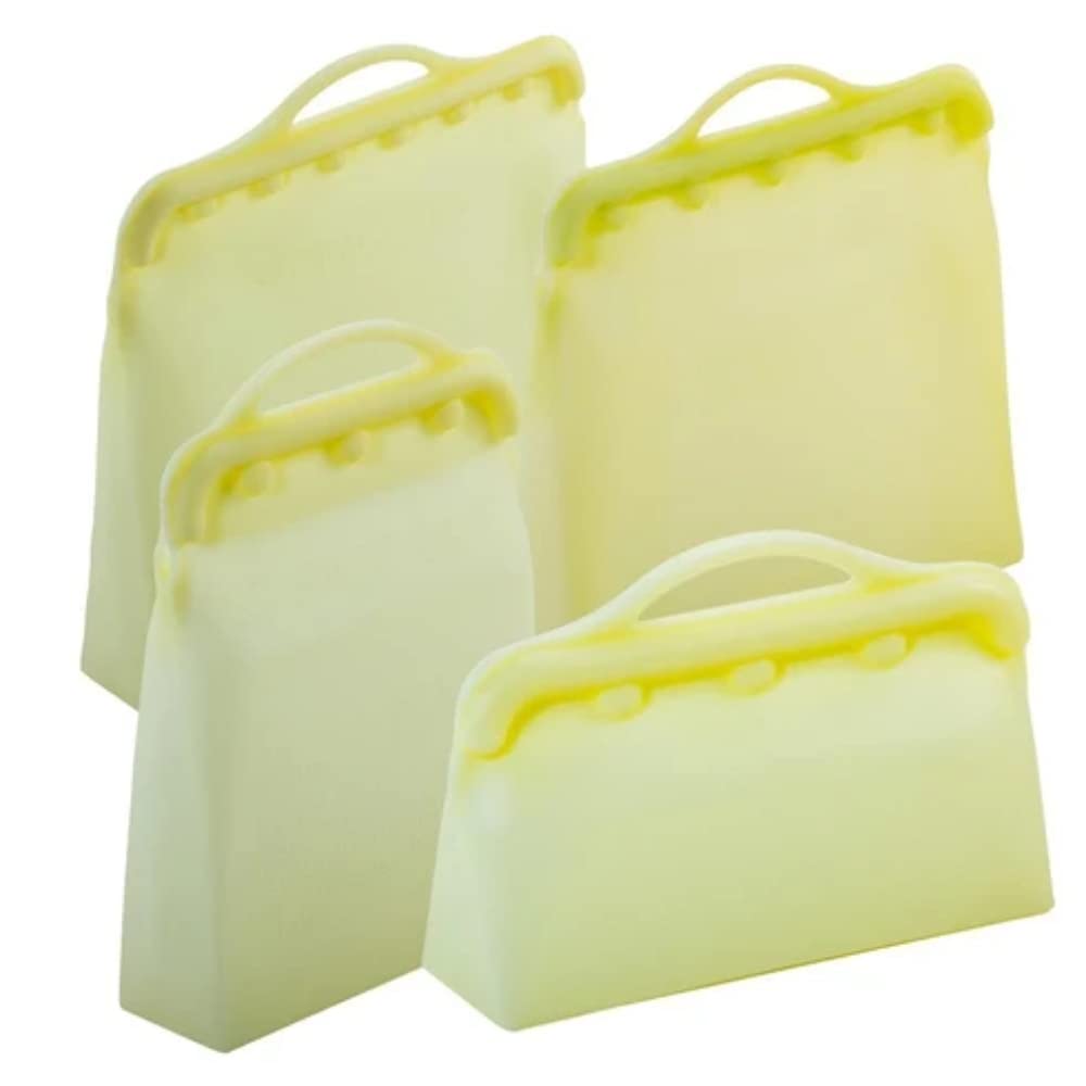 4-Pack Reusable Silicone Food Storage Bags - Airtight Seal, Food Grade, BPA Free (Sandwich, Gallon, Half Gallon & Snack Bags) | Perfect for Meal Prep, Freezer Storage & On-the-Go Snacks