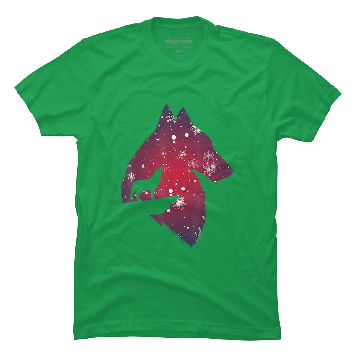 Funny Christmas Wolf with Snowfall Graphic T-Shirt for Men, Women & Kids | Holiday Gift & Casual Wear by NekoShop | Perfect for Christmas Parties & Family Gatherings