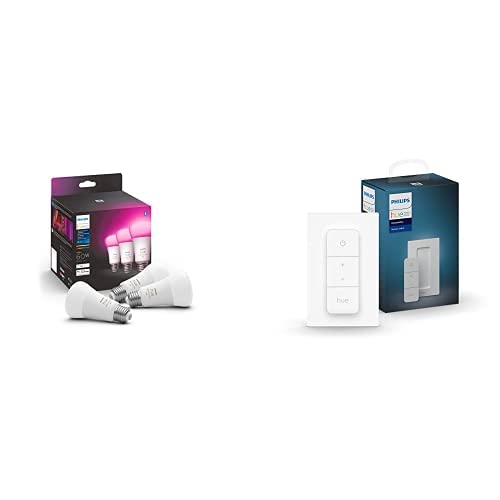 Philips Hue Smart Lighting Bundle - 60W Color Bulbs & Dimmer Switch for Home Automation | Perfect for Smart Homes, Bedrooms & Living Rooms