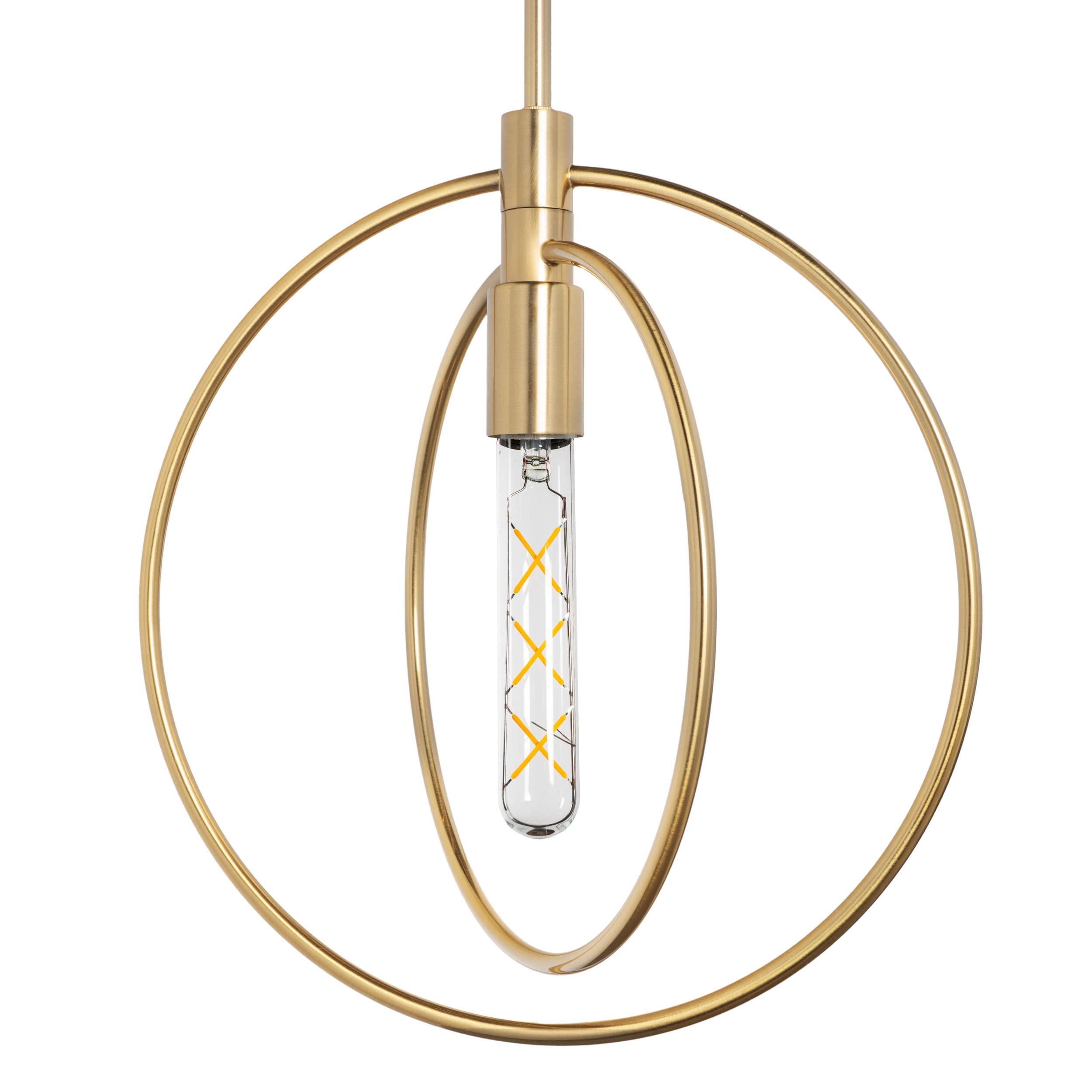 Adjustable Brass Pendant Light Fixture - Single Hanging Chandelier for Kitchen Island, Dining Room, Bedroom & Bathroom | Modern Nyla Design for Home Decor & Interior Lighting