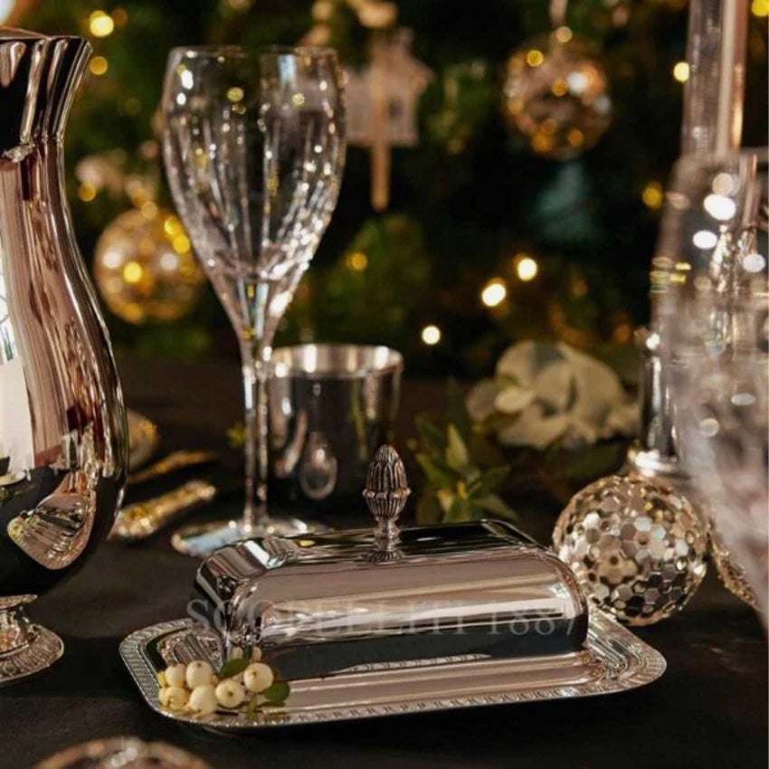 Christofle Malmaison Rectangular Silver Plated Butter Dish - Elegant Tableware for Breakfast, Brunch & Dinner Parties