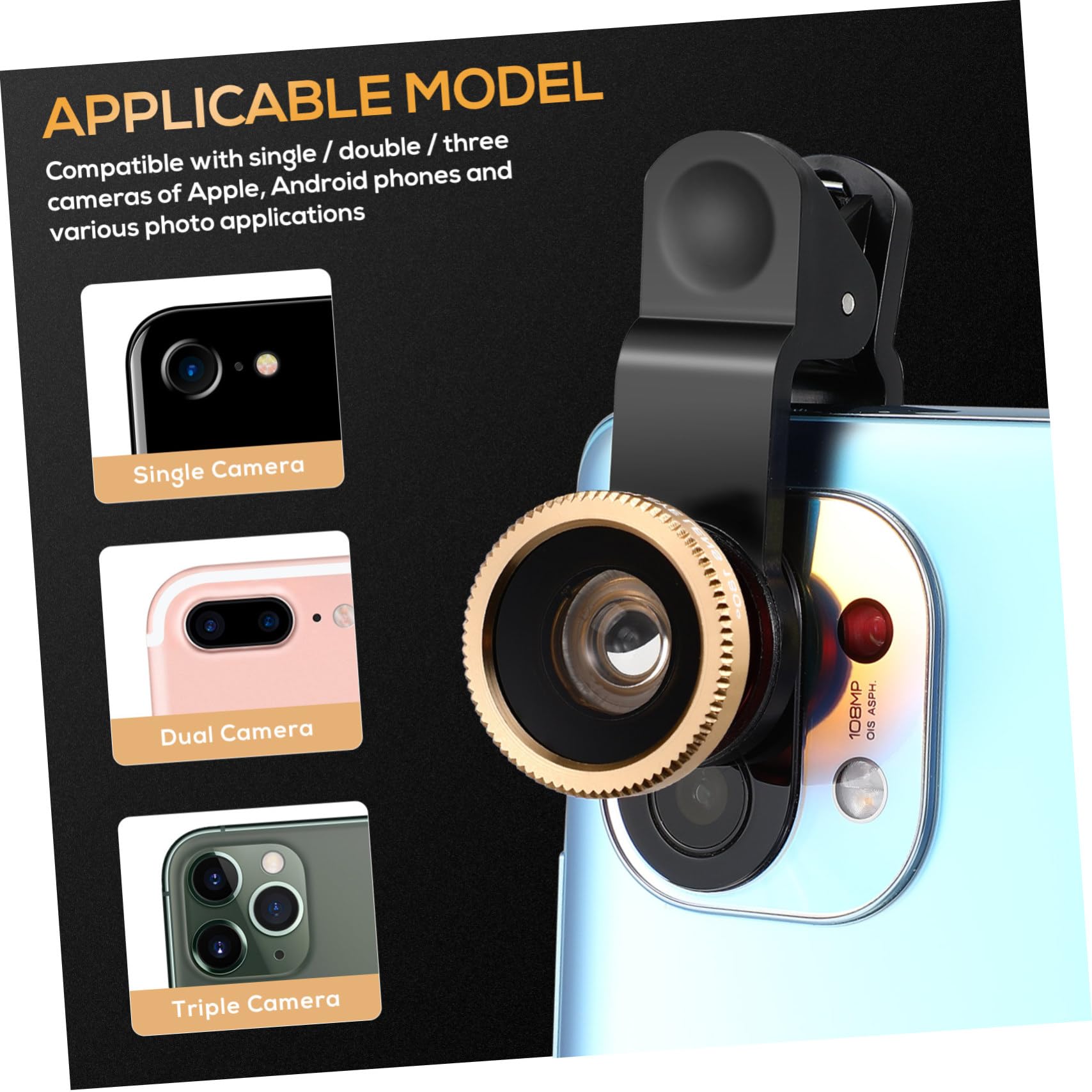 Professional HD Smartphone Camera Lens Kit for iPhone & Android - Wide Angle, Macro, Fisheye & Telephoto Lenses - Perfect for Travel, Vlogging & Photography