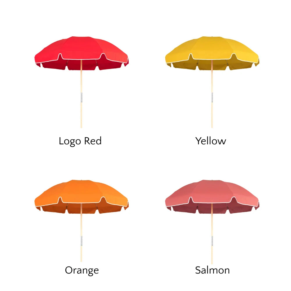 7.5' Classic 8 Rib Round Beach Umbrella - UV Protection Sun Shade for Pool, Patio, and Outdoor Activities - Perfect for Beach Vacations, Backyard Relaxation, and Summer Picnics