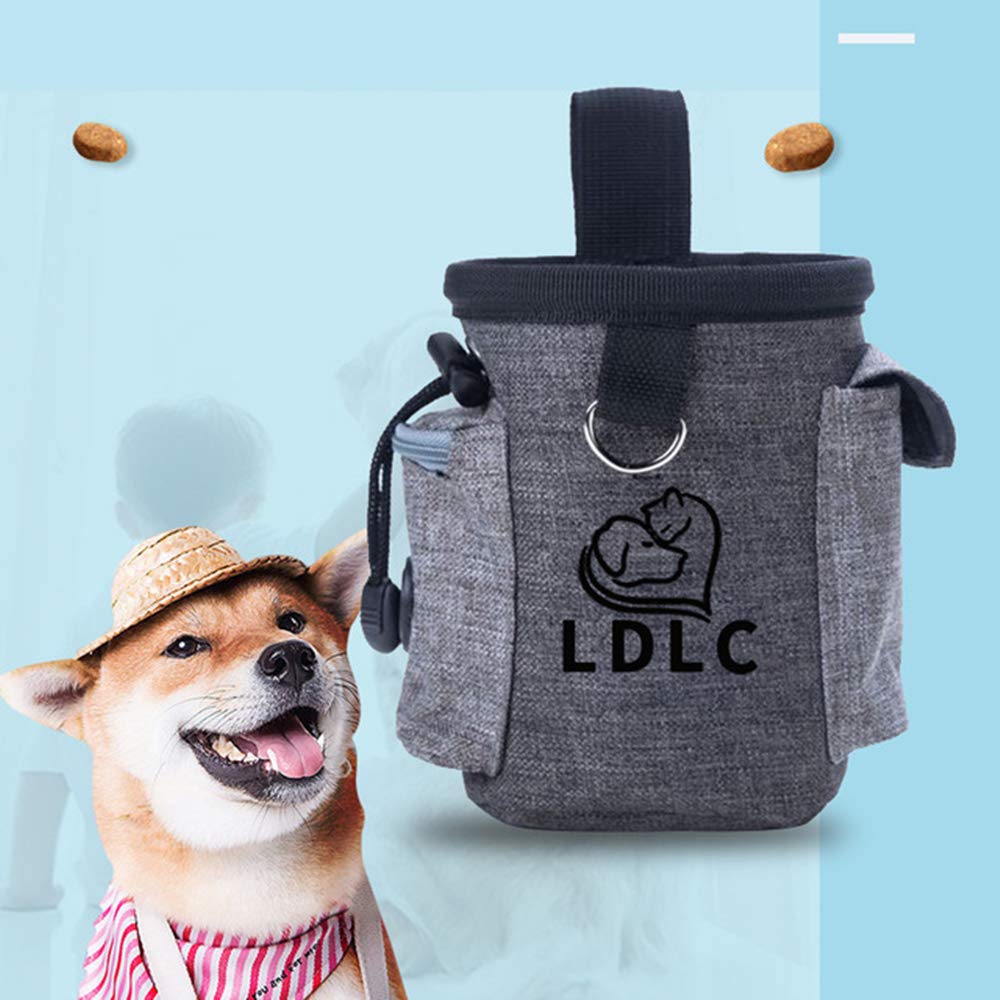 LDLC Dog Treat Pouch with Waist Clip - Pet Training & Hiking Snacks Holder (Light Grey)