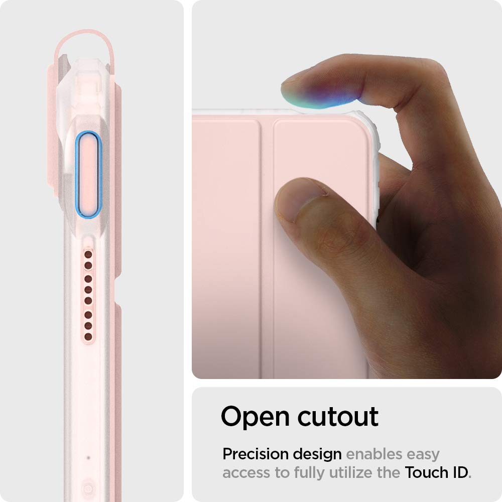 Spigen Ultra Hybrid Pro Tri-Fold Case for iPad Air 11-inch (M3/M2 2025-2024) & 10.9-inch 5th/4th Gen (2022/2020) - Clear Transparent Back with Apple Pencil Holder in Rose Gold | Perfect for Work, School & Travel Protection