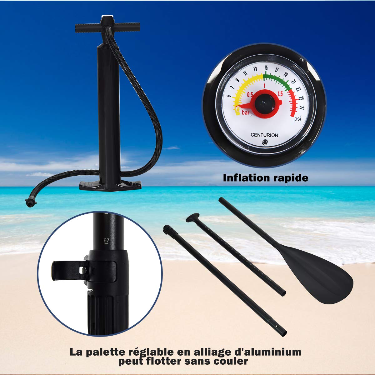 COSTWAY Inflatable Stand Up Paddle Board | 16CM Thick PVC Construction SUP with Complete Accessories Kit | Perfect for Yoga, Fishing & Family Water Sports