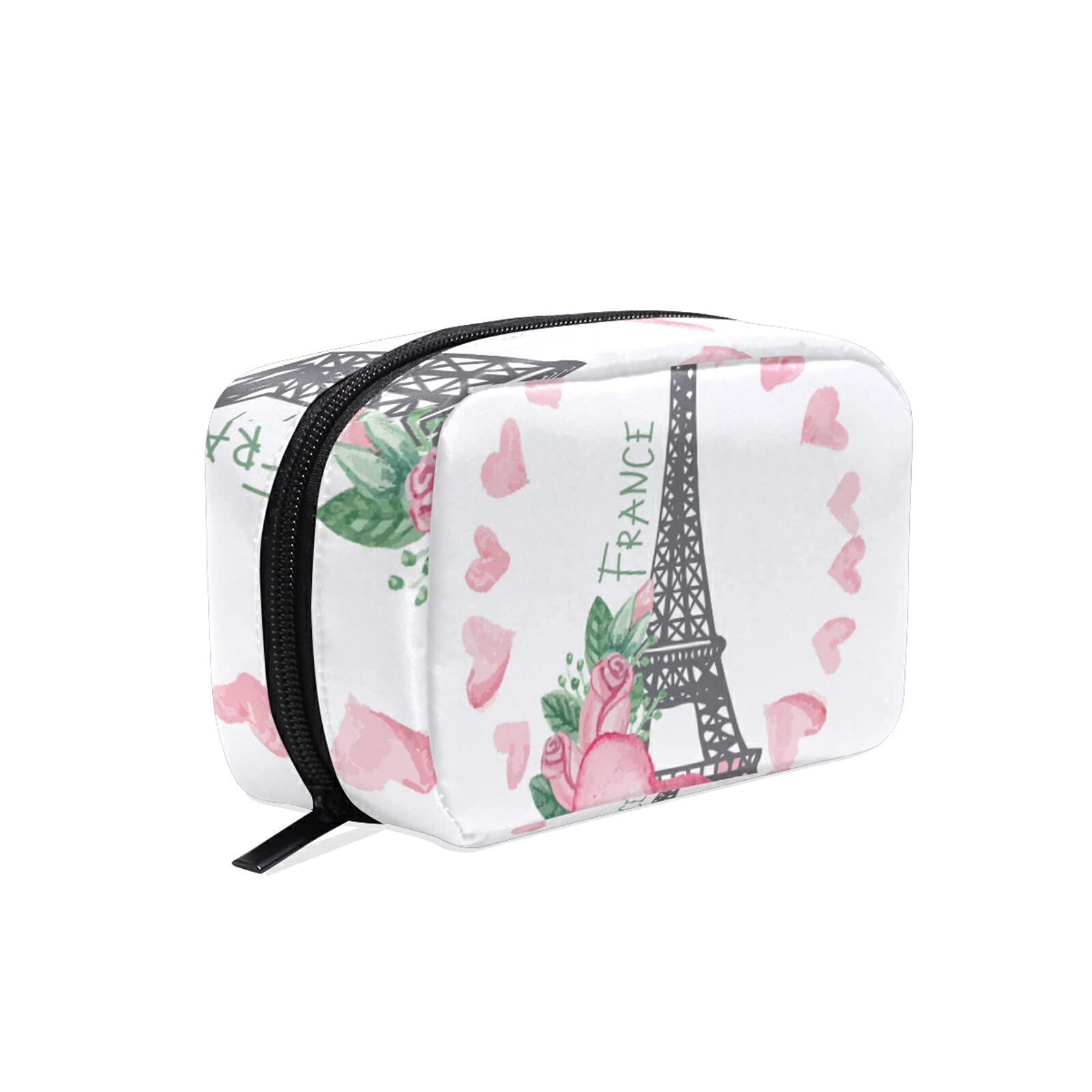 Eiffel Tower Themed Love Cosmetic Bag with Zipper - Waterproof Makeup Pouch & Travel Toiletry Organizer for Women | Perfect for Parisian-Themed Gifts, Bridal Showers & Vacation Essentials