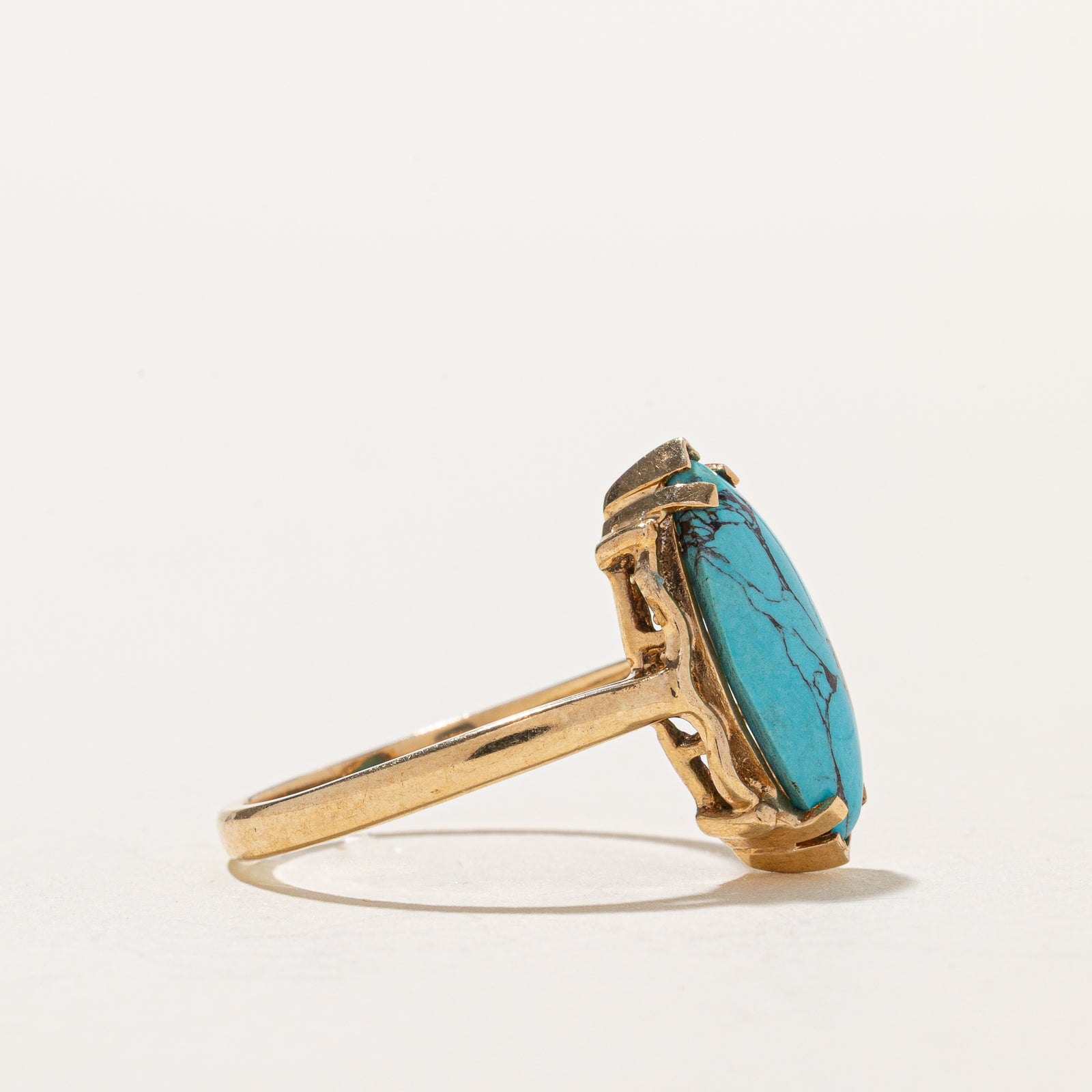 2.00ct Synthetic Turquoise Navette Ring - Size 6 | Elegant Oval Gemstone Jewelry for Women | Perfect for Weddings, Parties & Everyday Wear