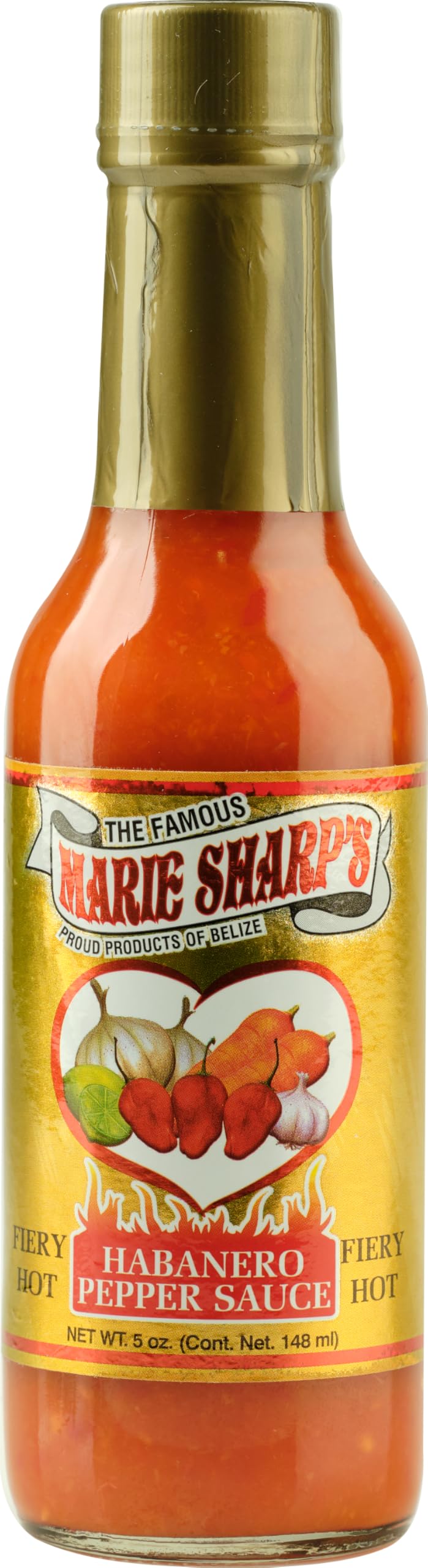 Marie Sharp's Fiery Hot Habanero Pepper Sauce - 5oz Bottle | All-Natural Belizean Hot Sauce | Perfect for Tacos, Wings & Grilling | Spicy Condiment Gift for Hot Sauce Lovers