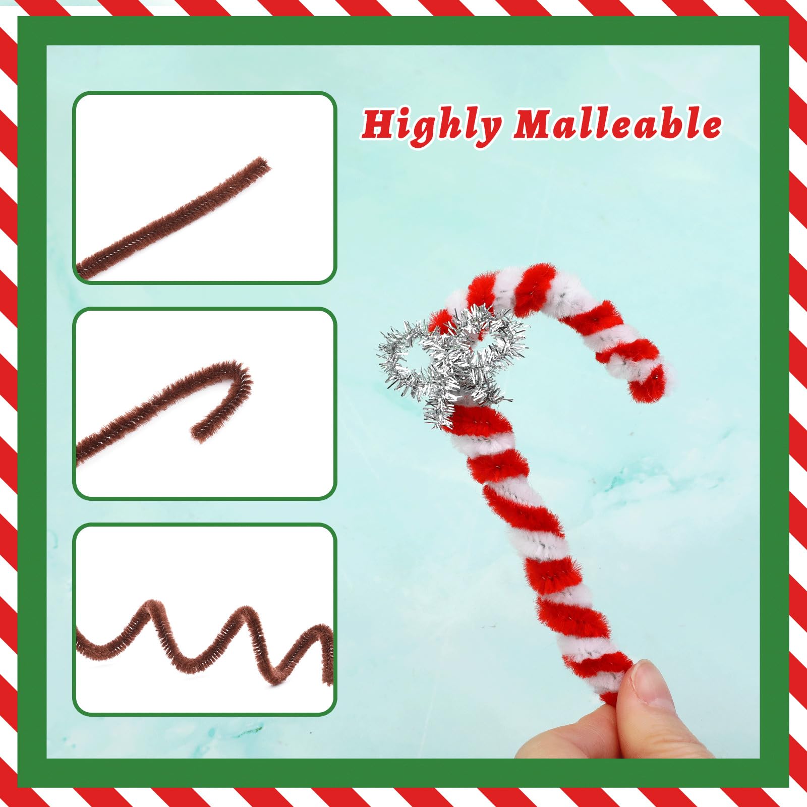 300PCS Glitter Silvery Pipe Cleaners & 100PCS Pom Poms - Chenille Stems for DIY Crafts, Art Projects, Classroom Activities, Home Decor, and Kids Creative Play