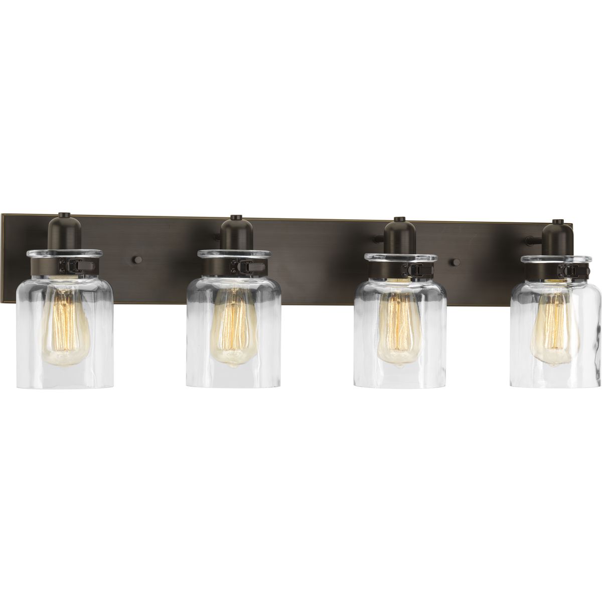 Calhoun Collection 4-Light Clear Glass Bathroom Vanity Light Fixture – Perfect for Modern Bathroom, Powder Room, and Dressing Area Lighting