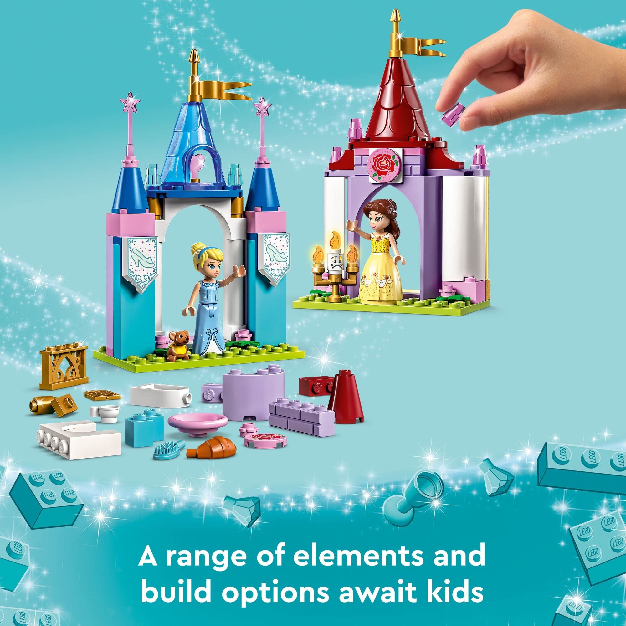 LEGO Disney Princess Creative Castles 43219 Building Set - Includes Belle & Cinderella Mini-Dolls, Sorting Box & 500+ Bricks | STEM Educational Travel Toy for Girls & Boys Age 6+ | Perfect for Birthday Gifts, Creative Play & Disney Castle Adventures