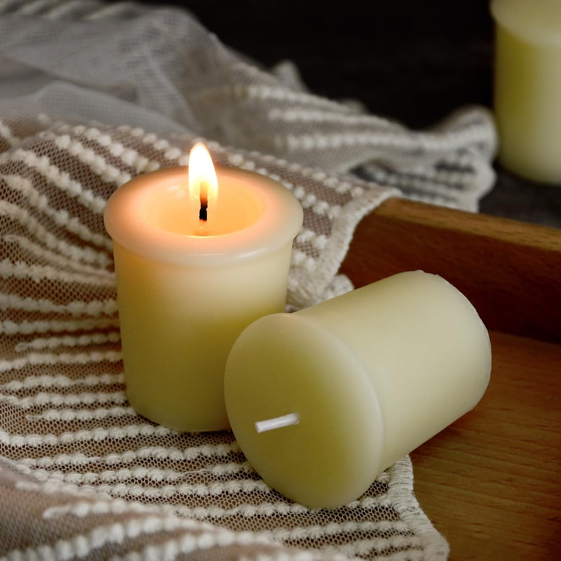 Pure White Beeswax Votive Candles - 6 Pack Natural Unscented Candles for Home Decor, Wedding Centerpieces, Spa Relaxation & Romantic Ambiance