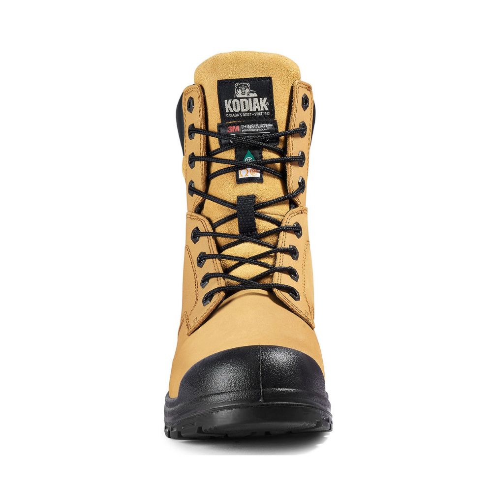 Kodiak Greb Men's 8 Steel Toe Work Boots - Safety Shoes for Construction, Warehouse & Outdoor Work - Wheat Brown Leather Work Boots KD0A4TH3FWE