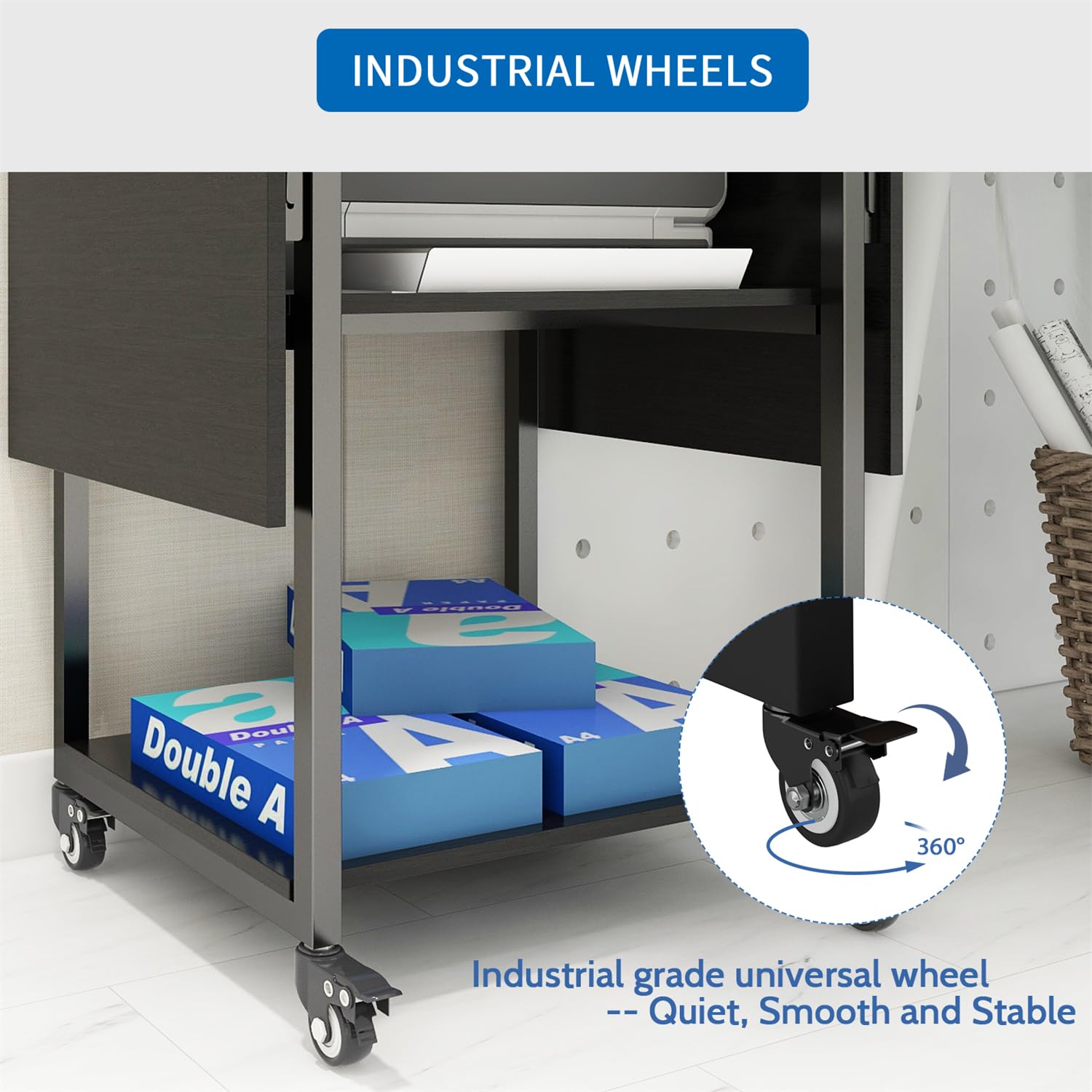 PUNCIA 3-Tier Heavy Duty Foldable Rolling Workbench - 20'' Movable DIY Heat Transfer Press Machine Stand with Metal Shelf Storage | Perfect for Sublimation Transfer, T-Shirt Printing & Craft Organization | Ideal for Home Studios, Small Businesses & DIY Workshops