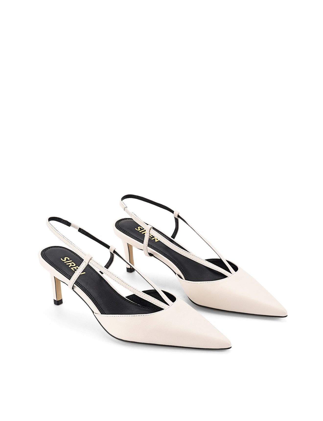 Dreamer Slingback Kitten Heels - Women's White Leather Low Heel Shoes for Work, Office & Special Occasions | Comfortable & Stylish Dress Pumps