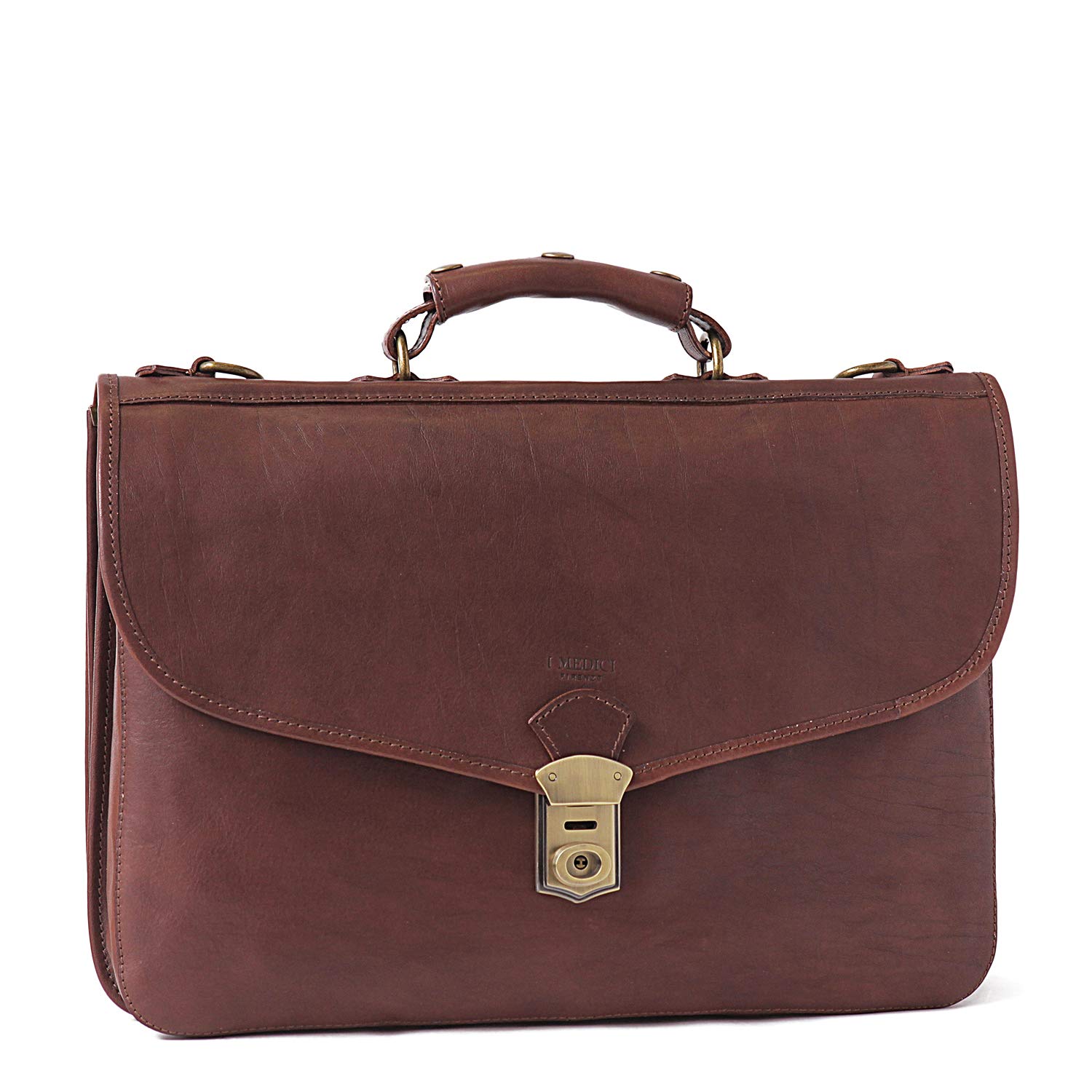 Premium Scafaftti Triple Gusset Leather Briefcase for Men - Chocolate Brown Business Bag - Perfect for Office, Travel & Professional Meetings