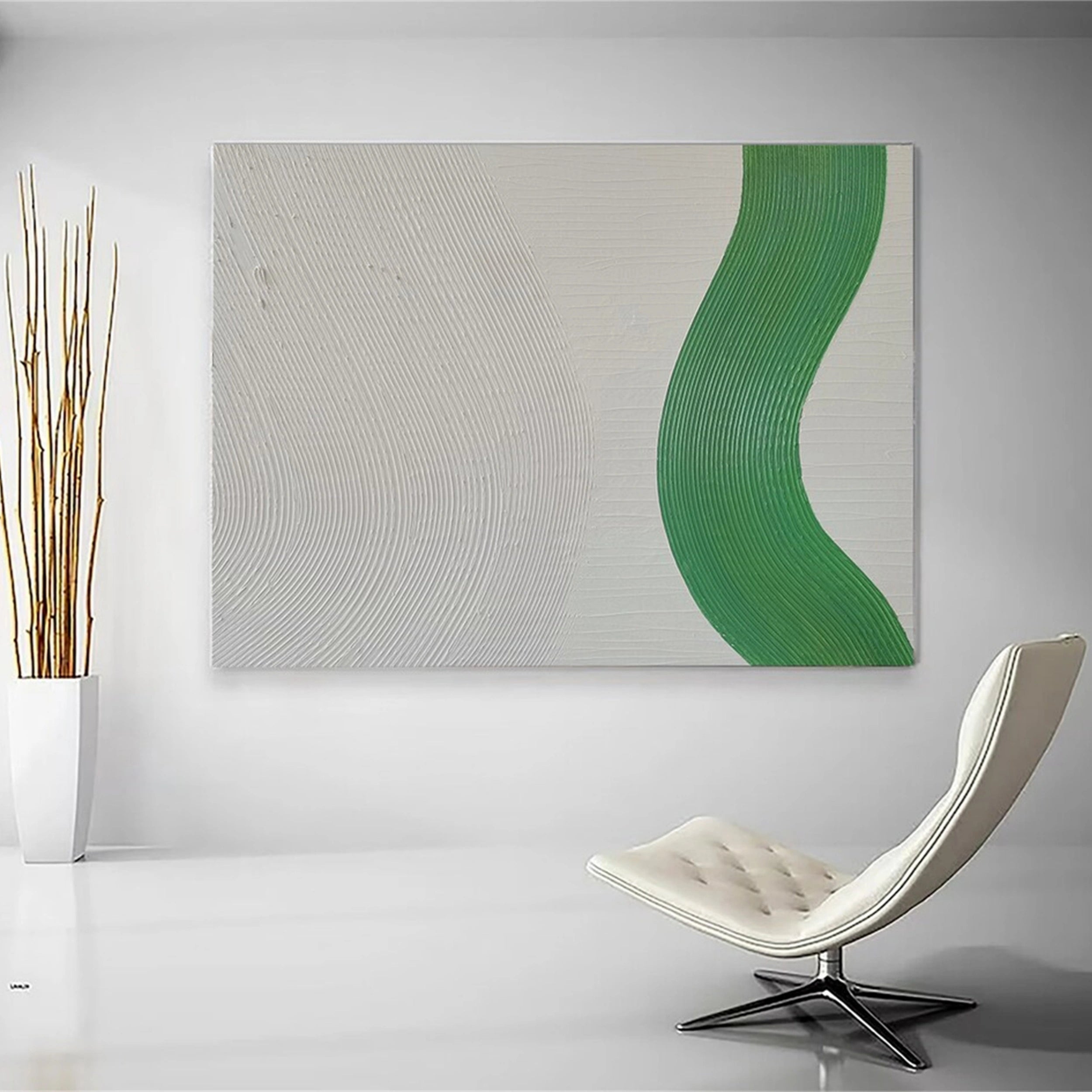 Blue & Green Abstract Wall Art Painting #BG017 - Modern Canvas Print for Living Room, Bedroom & Office Decor
