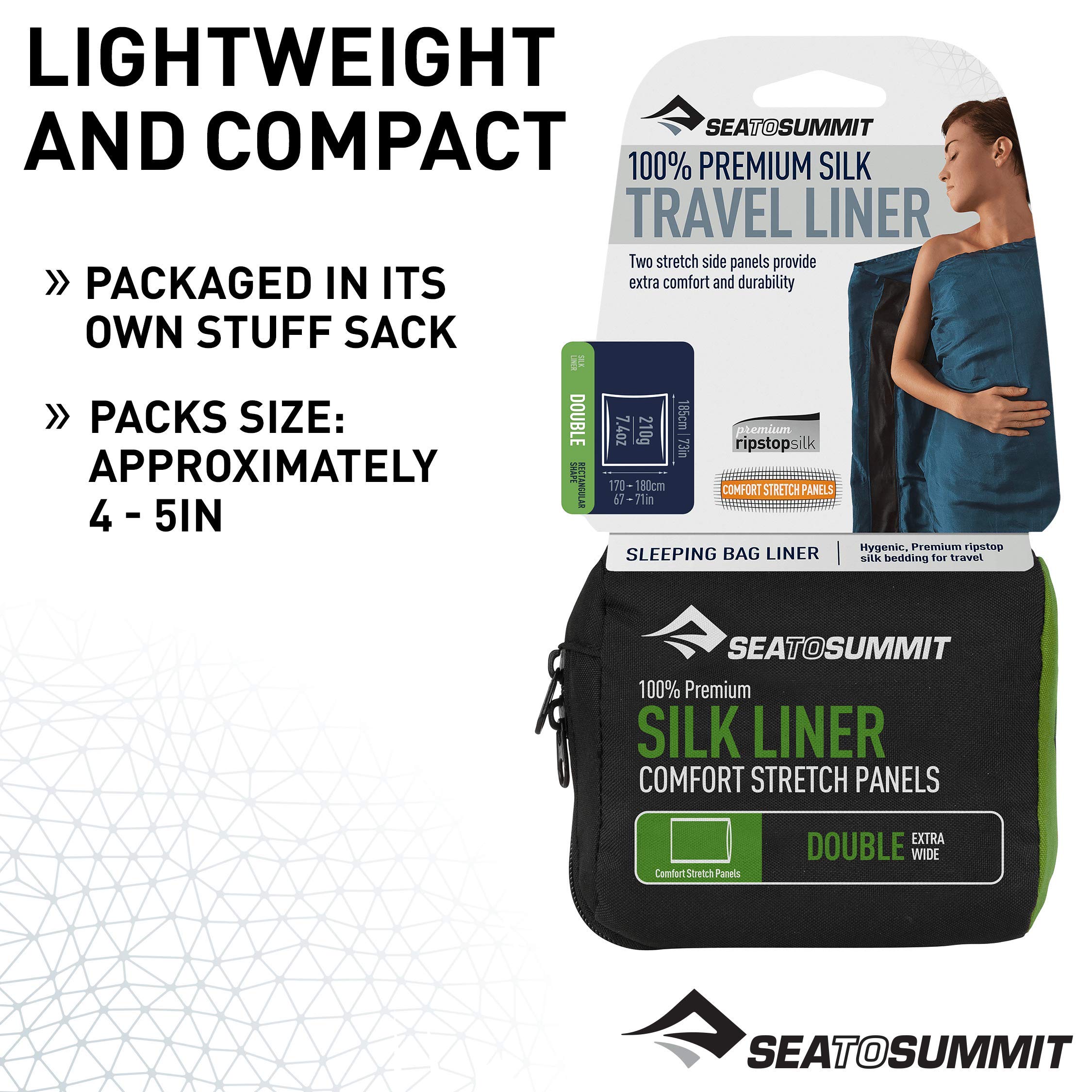 Sea to Summit Premium Silk Sleeping Bag Liner - Lightweight & Breathable Travel Sleeping Bag Insert for Camping, Backpacking & Hostels