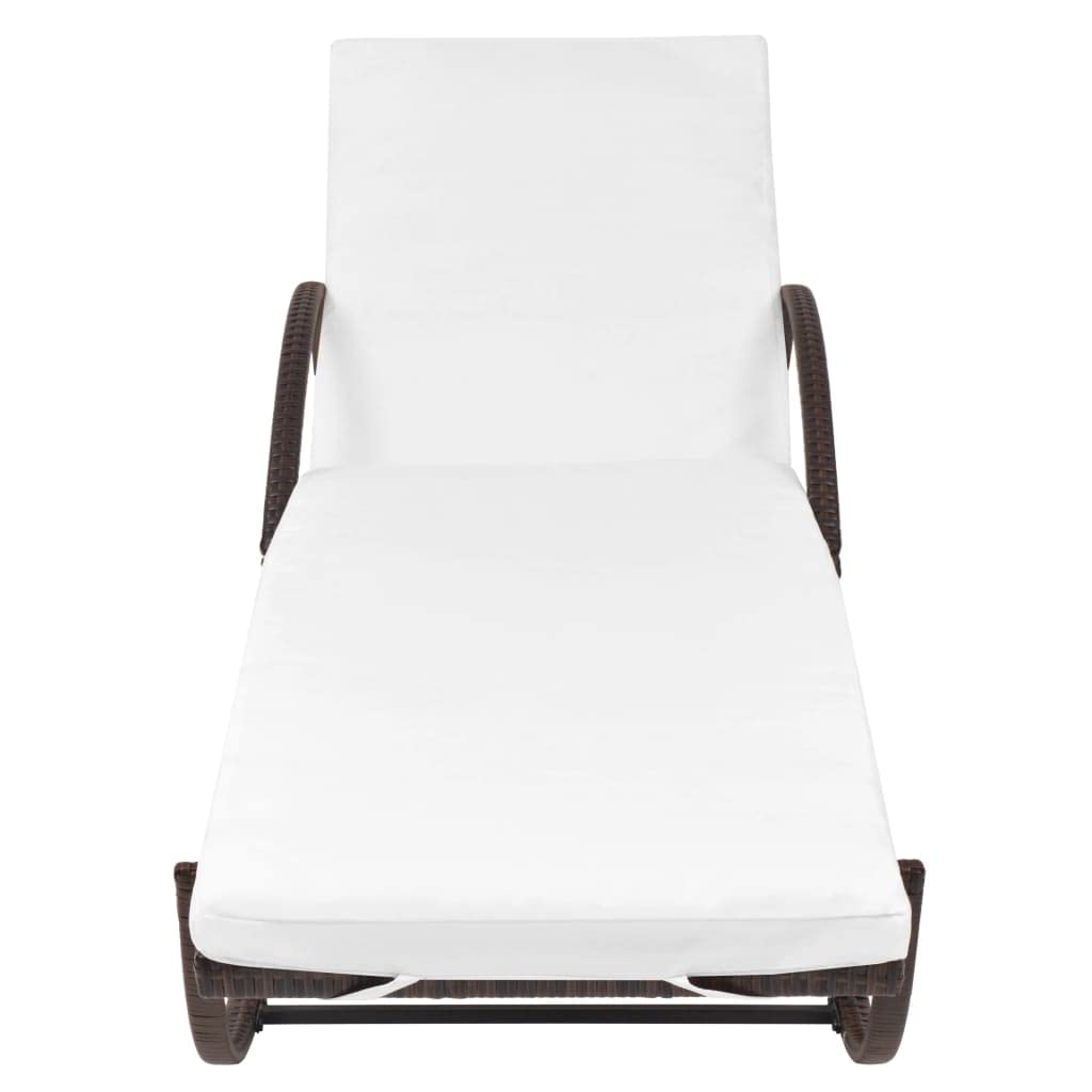 Sun Loungers 2 Pcs, Brown Poly Rattan Outdoor Lounge Chairs with Side Table - Patio Furniture for Pool Deck, Beach, Balcony, Yard, Garden, Resort & Backyard Relaxation