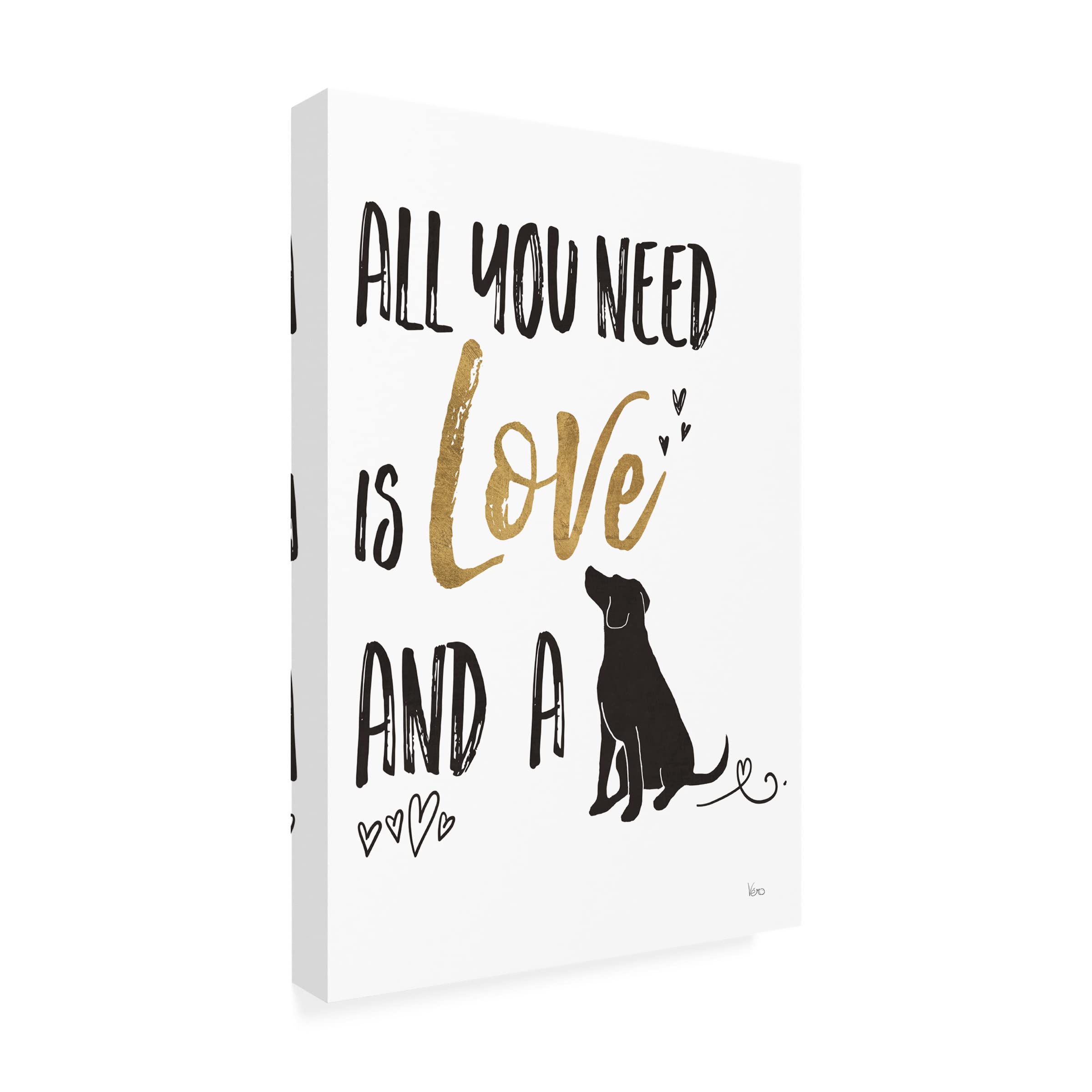Trademark Fine Art 'Pet Love II' Canvas Art by Veronique Charron - Hand-Painted Animal Wall Decor for Living Room, Bedroom & Office
