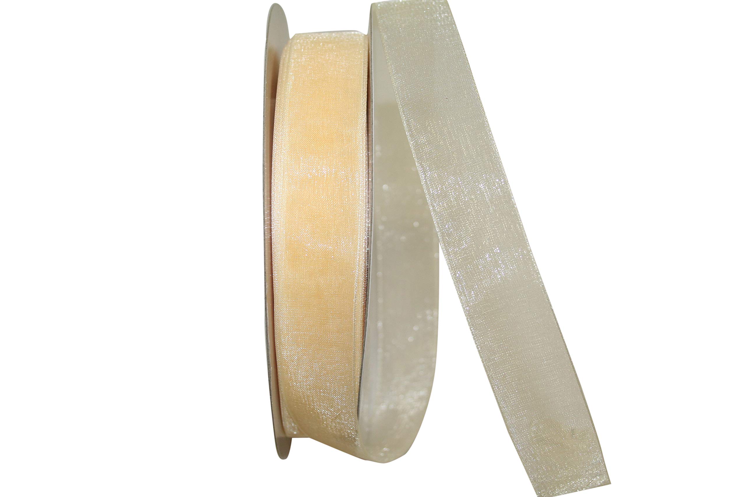 Reliant 7/8 Inch x 100 Yards Ivory Chiffon Sheer Ribbon - Perfect for Gift Wrapping, Wedding Decorations & DIY Craft Projects