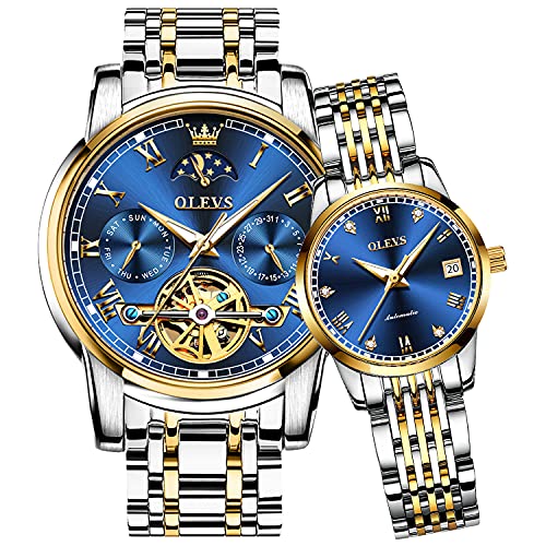 Blue Couple Moon Phase Watches Set