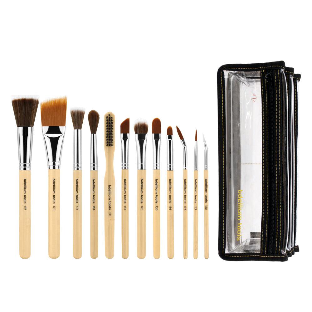 Bdellium Tools SFX 12-Piece Professional Makeup Brush Set with Double Pouch - Perfect for SFX, Halloween, and Theatrical Makeup Application