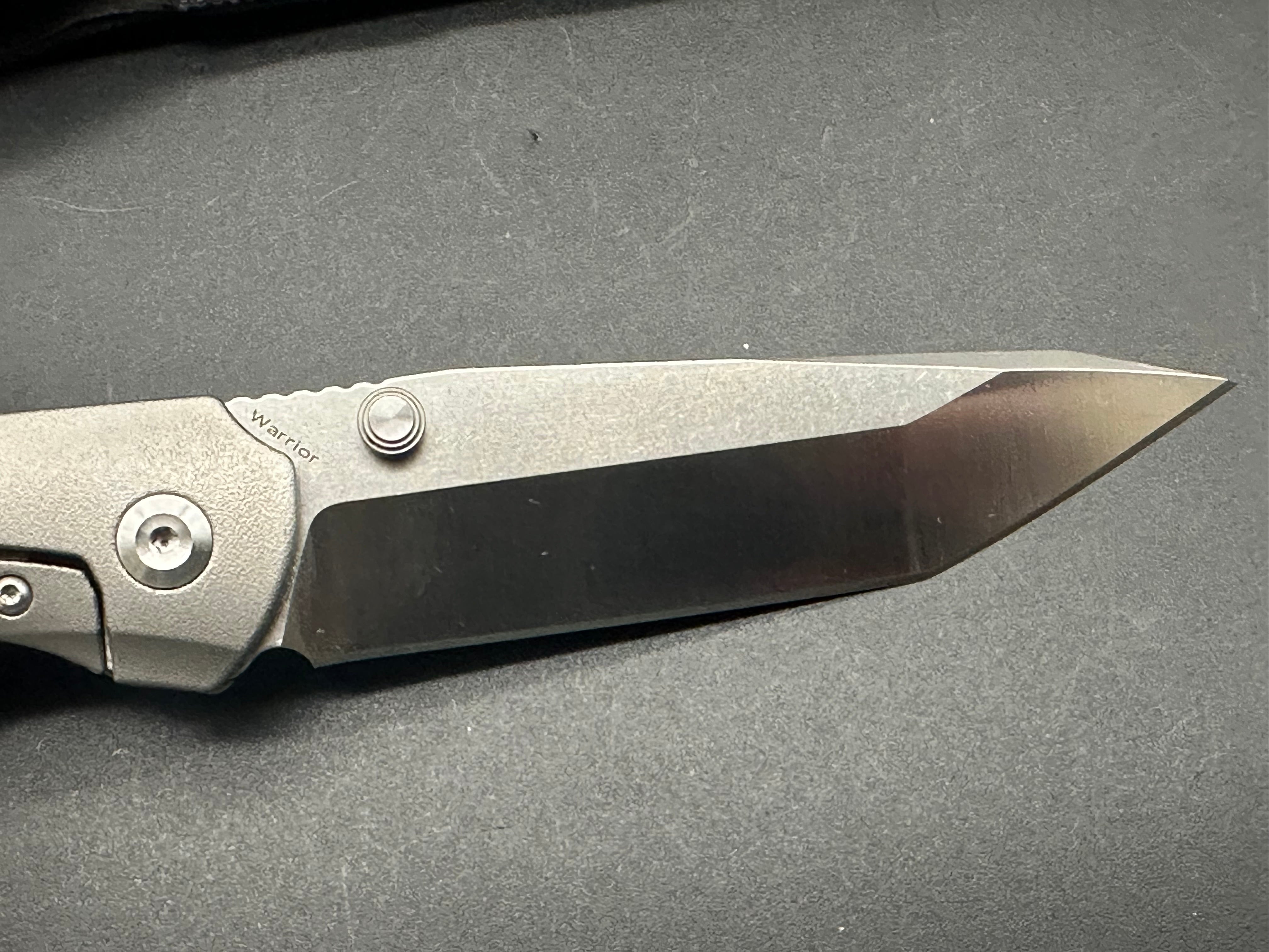 KANSEPT WARRIOR Folding Pocket Knife - Gray Titanium Handle, Plain Tanto S35VN Blade (Model K1005T2) | EDC, Outdoor Survival, Camping & Everyday Carry Tool