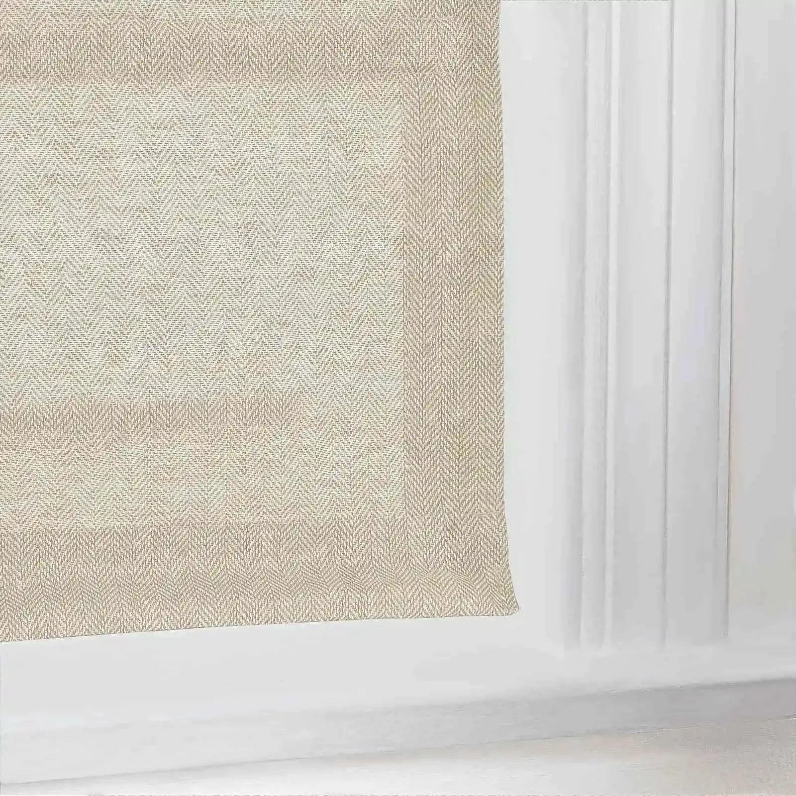Ron Linen Cotton Herringbone Roman Shade - Cordless Window Treatment for Living Room, Bedroom & Office (Blackout/Sheer Options)