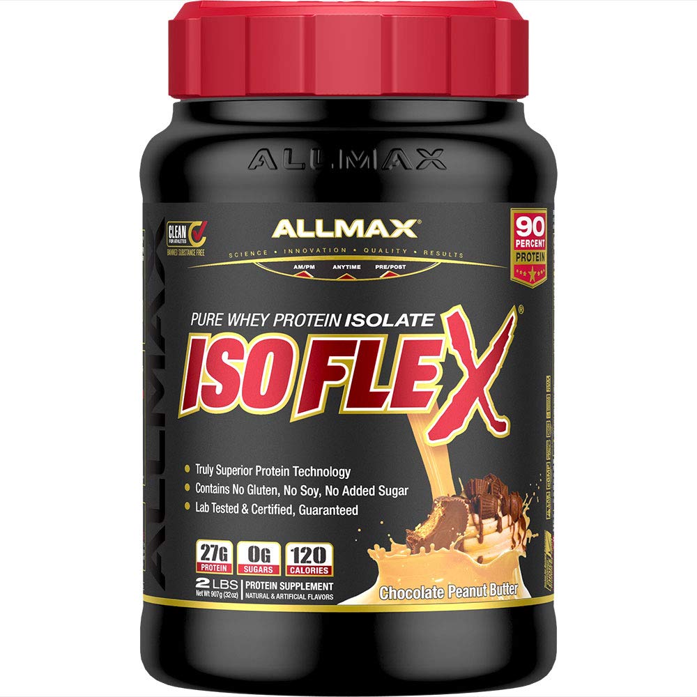 ALLMAX Nutrition ISOFLEX Whey Protein Powder - Premium Whey Protein Isolate with 27g Protein, Chocolate Peanut Butter Flavor, 2 Pound for Muscle Recovery & Post-Workout Nutrition