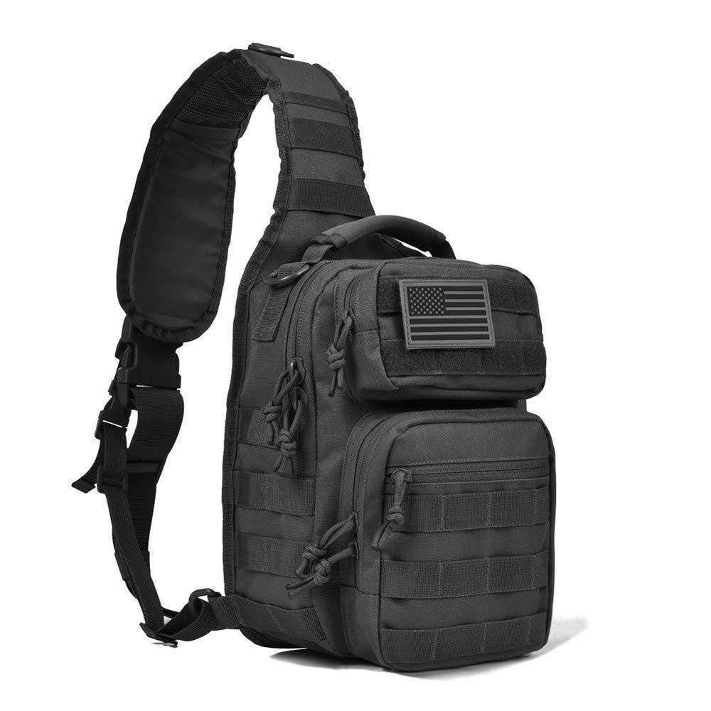 **Tactical Sling Bag for Men - Anti-Theft Crossbody Backpack Shoulder Chest Pack, Multipurpose Daypack for Travel, Hiking, Camping, Trekking & Outdoor Sports - Durable & Lightweight (Black) - Perfect for Daily Commute, Gym & Adventure Trips**