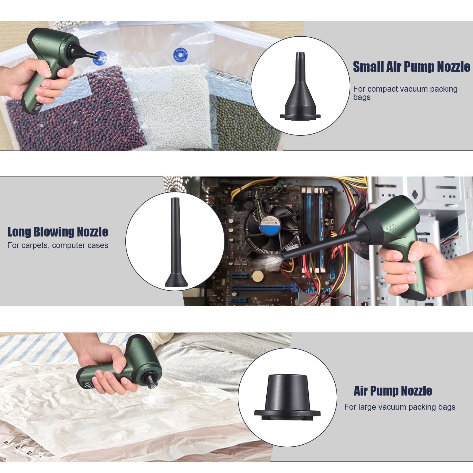 **19000Pa Cordless Handheld Car Vacuum Cleaner & Blower - 3-in-1 Dust Buster, Air Blower & Hand Pump - High Power Brushless Motor for Car, Home & RV Cleaning**    *(Perfect for Cleaning Car Seats, Pet Hair, Dust, Crumbs & Inflating Air Mattresses or Pool Toys)*