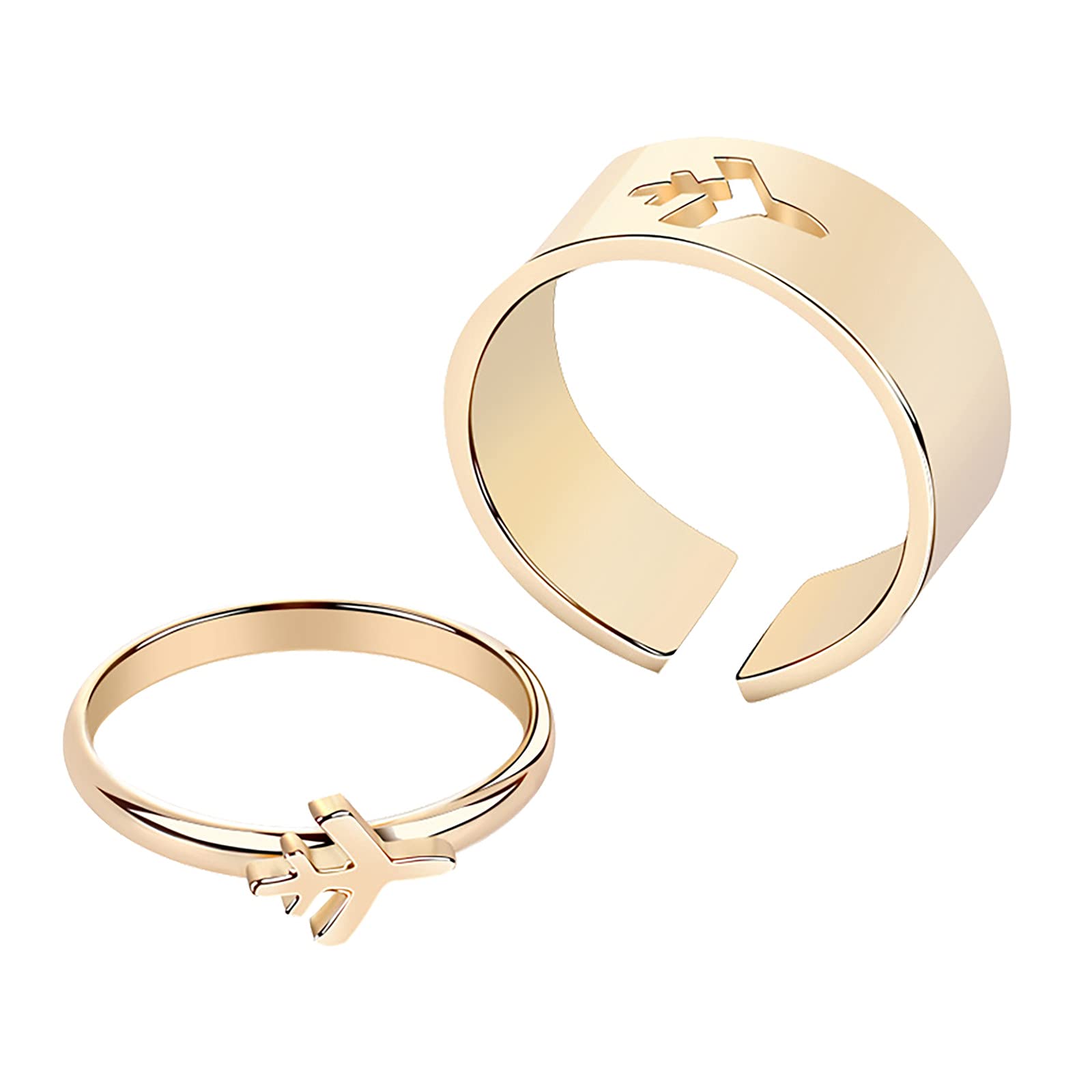 Stylish Punk Couple Rings for Women & Men - Matching Promise Rings Set - Trendy Unisex Jewelry Accessories for Anniversaries, Engagements, and Everyday Wear