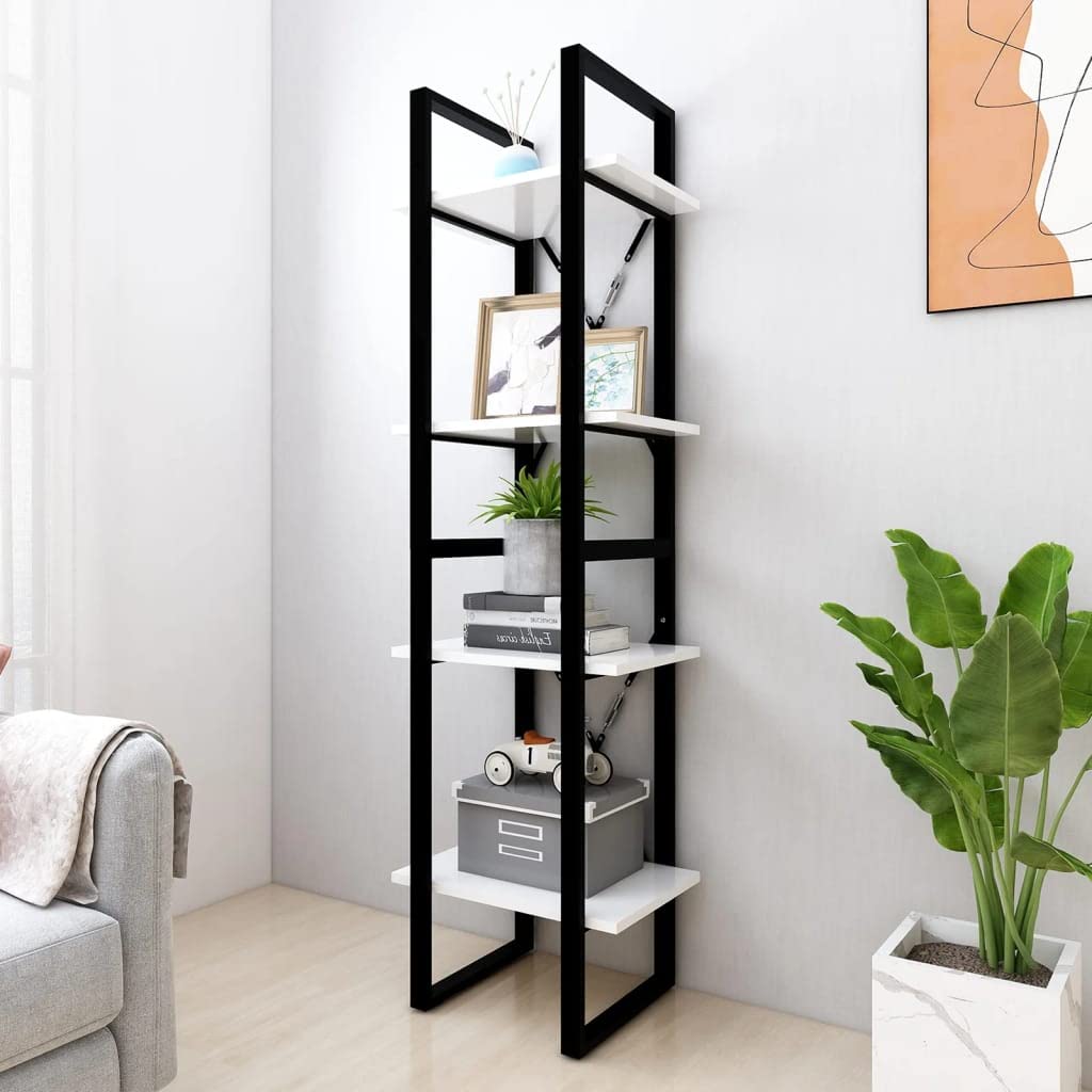 4-Tier Book Storage Cabinet - Multipurpose Bookshelf & Display Shelf for Living Room, Bedroom, Playroom - White Chipboard Organizer (15.7