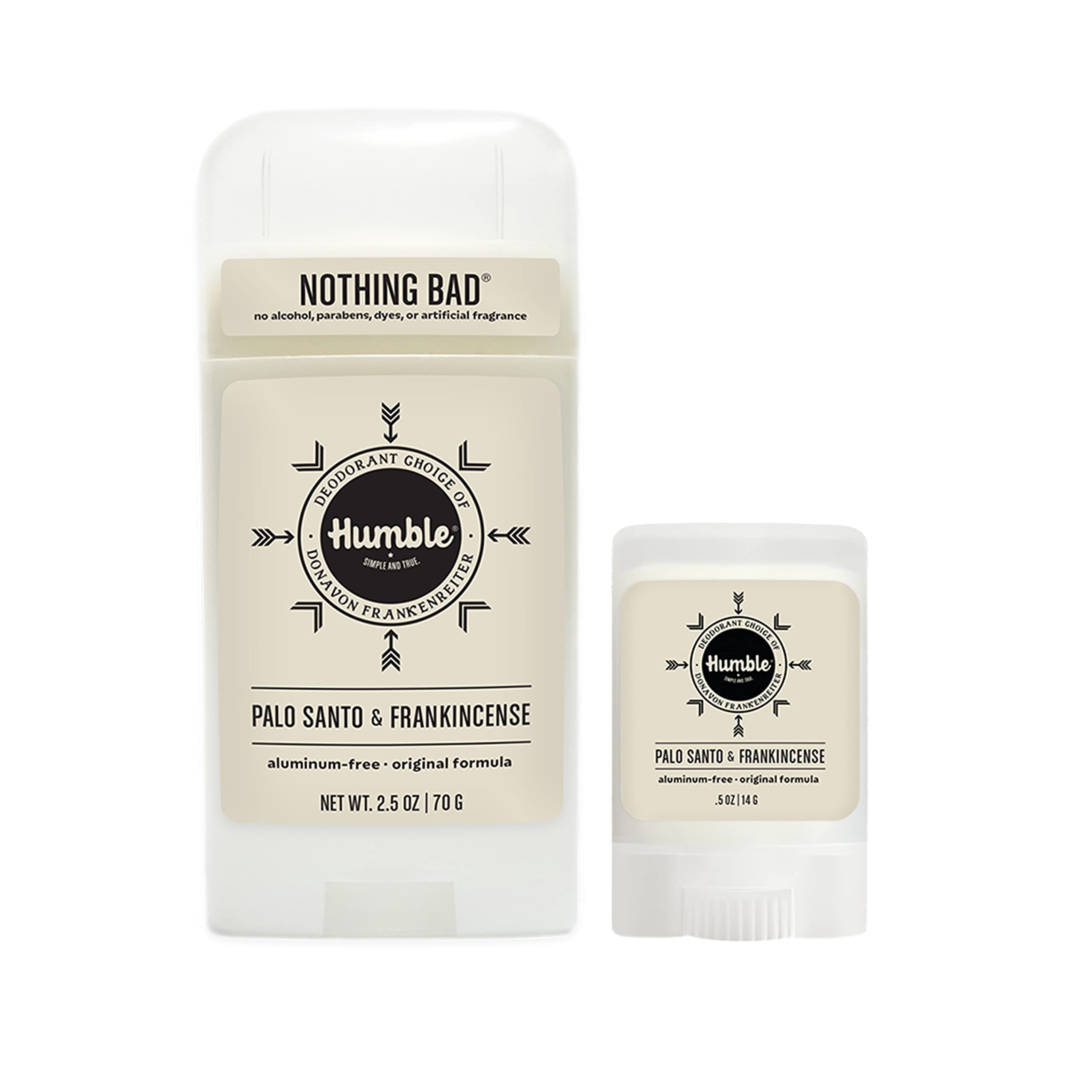HUMBLE BRANDS Natural Deodorant for Women & Men - Aluminum-Free, Long Lasting Odor Protection with Baking Soda & Essential Oils, Travel & Full Size, Palo Santo Frankincense Scent - Ideal for Gym, Work & Daily Use